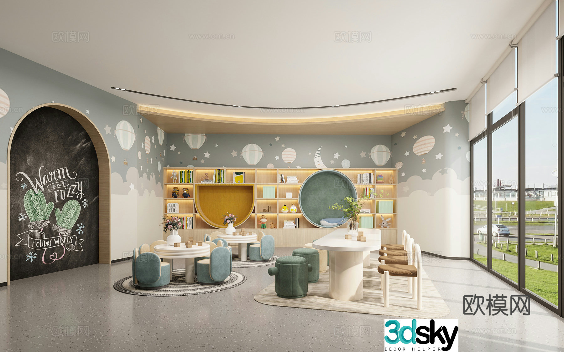 Modern kindergarten standard classroom 3D model
