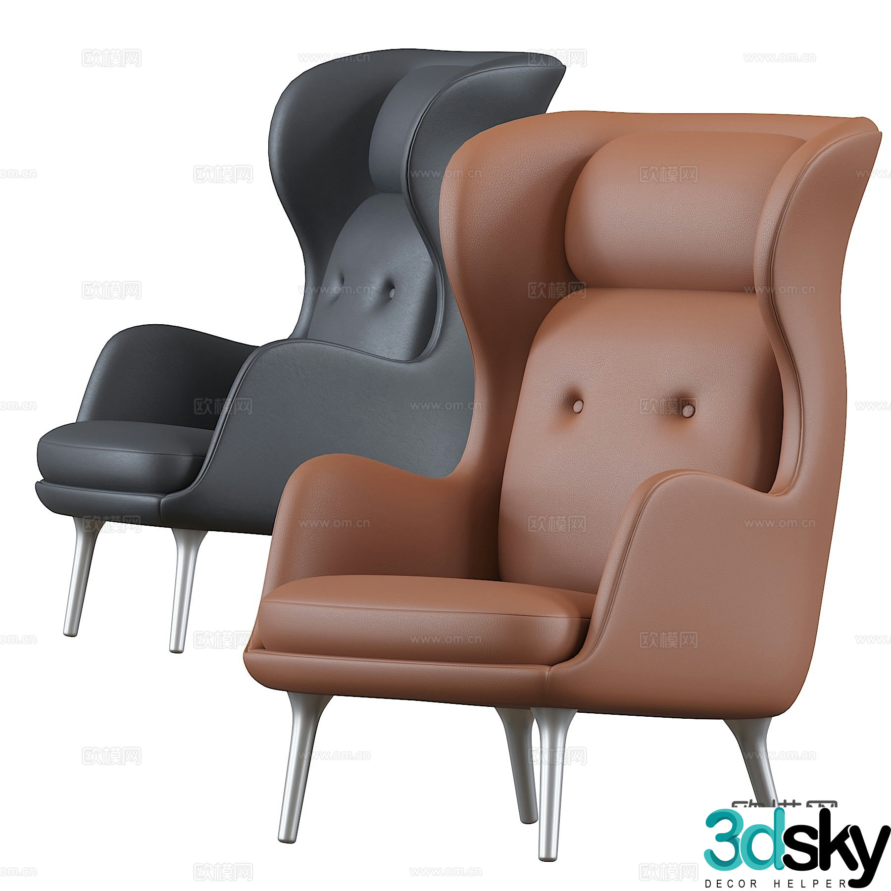 American leather armchair 3d model