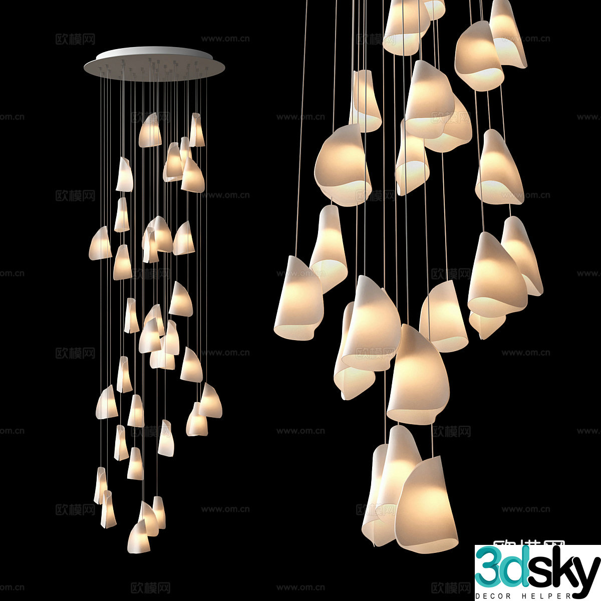 New Chinese style decorative chandelier 3D model