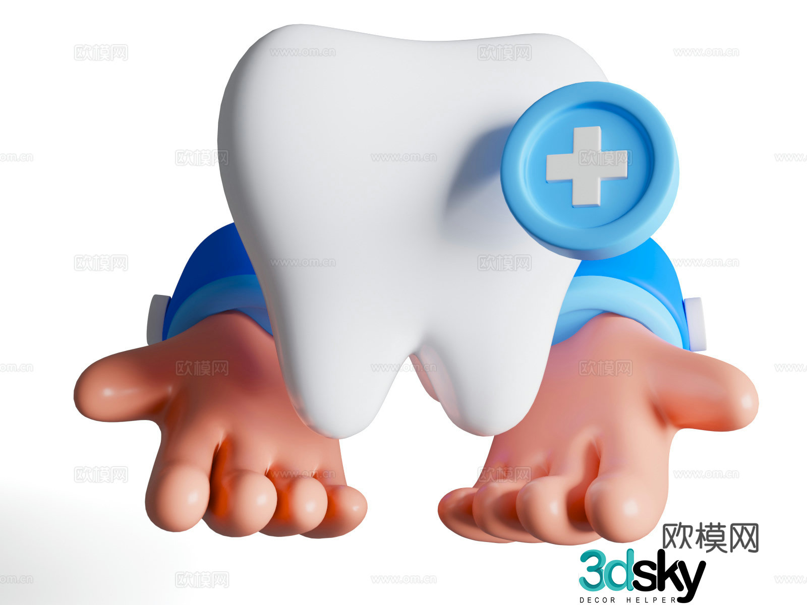 Dental care cartoon teeth dental care medicine theme 3d model