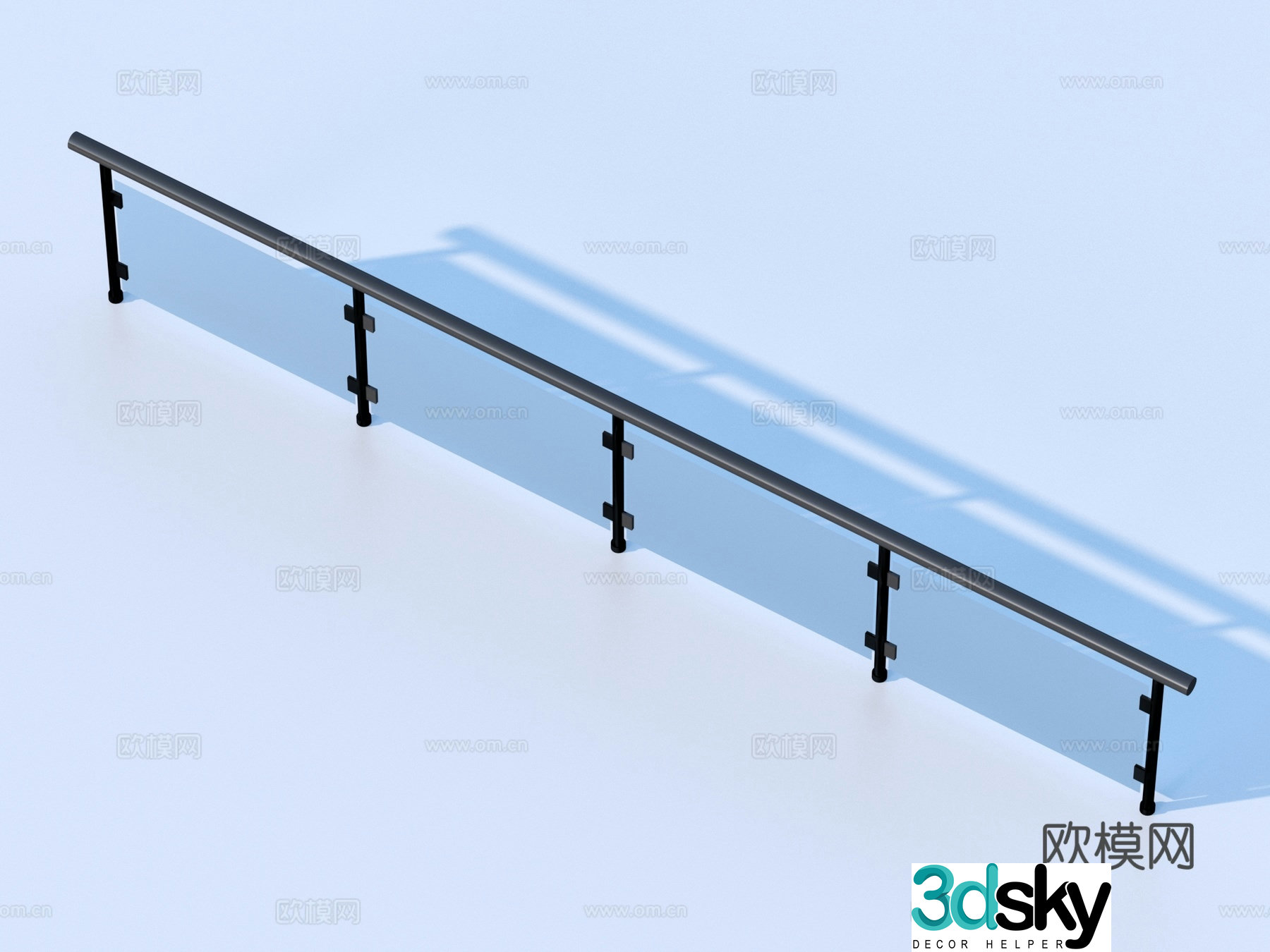 Glass Rail Handrail Fence Guardrail Railing 3d Model