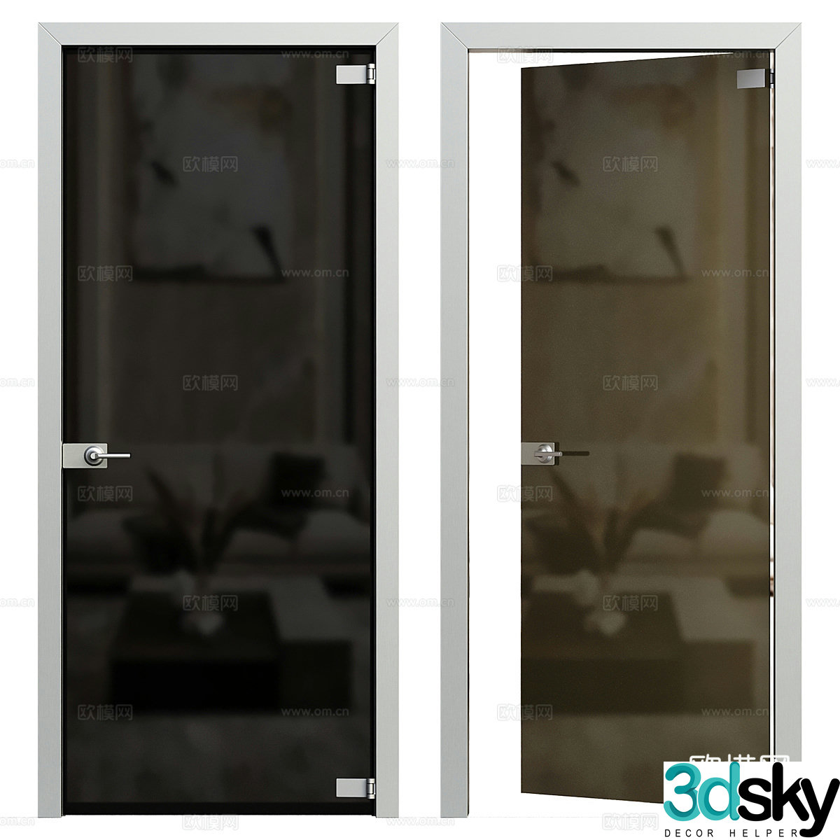Modern glass door 3d model