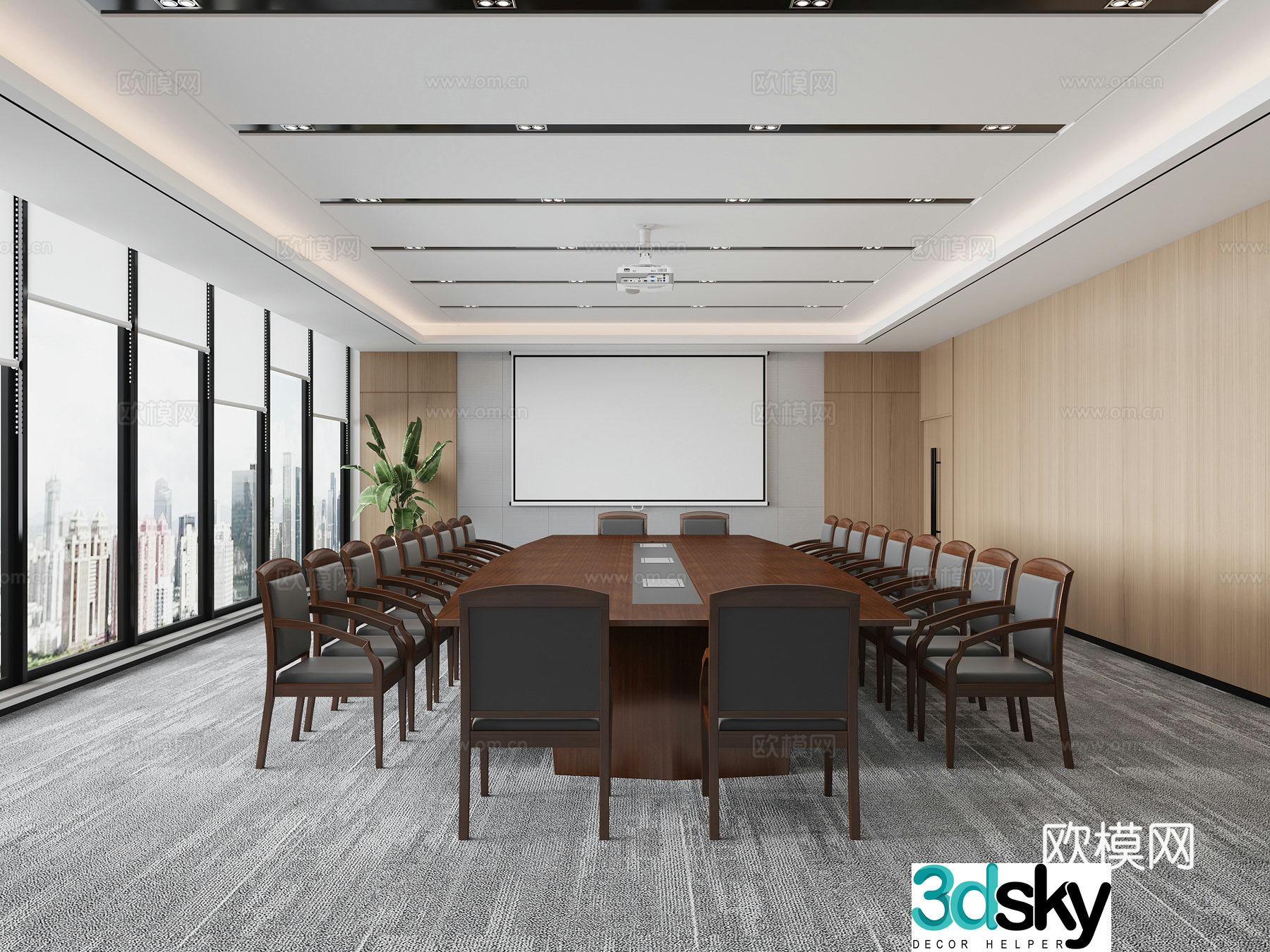 Office meeting room Chinese conference room 3D model