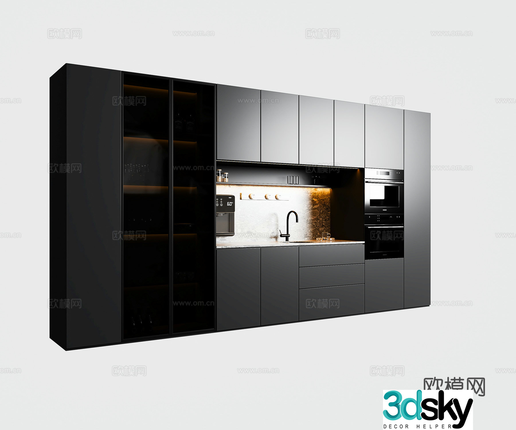 Modern wine cabinet Modern bookcase Minimalist wine cabinet Oven Glass cabinet Minimalist bookcase 3D model