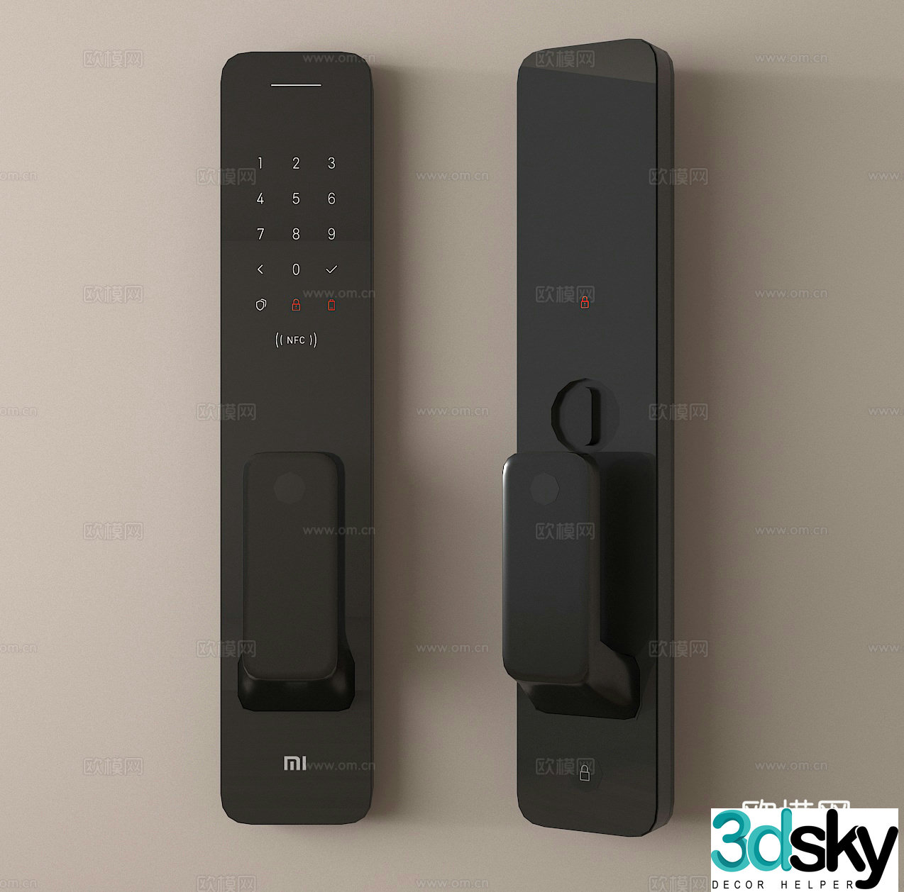Fingerprint lock Password lock Smart lock 3D model