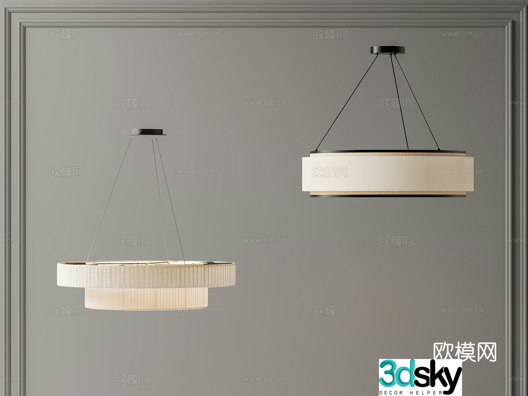 New Chinese style Chinese chandeliers decorative chandeliers rattan chandeliers 3D model