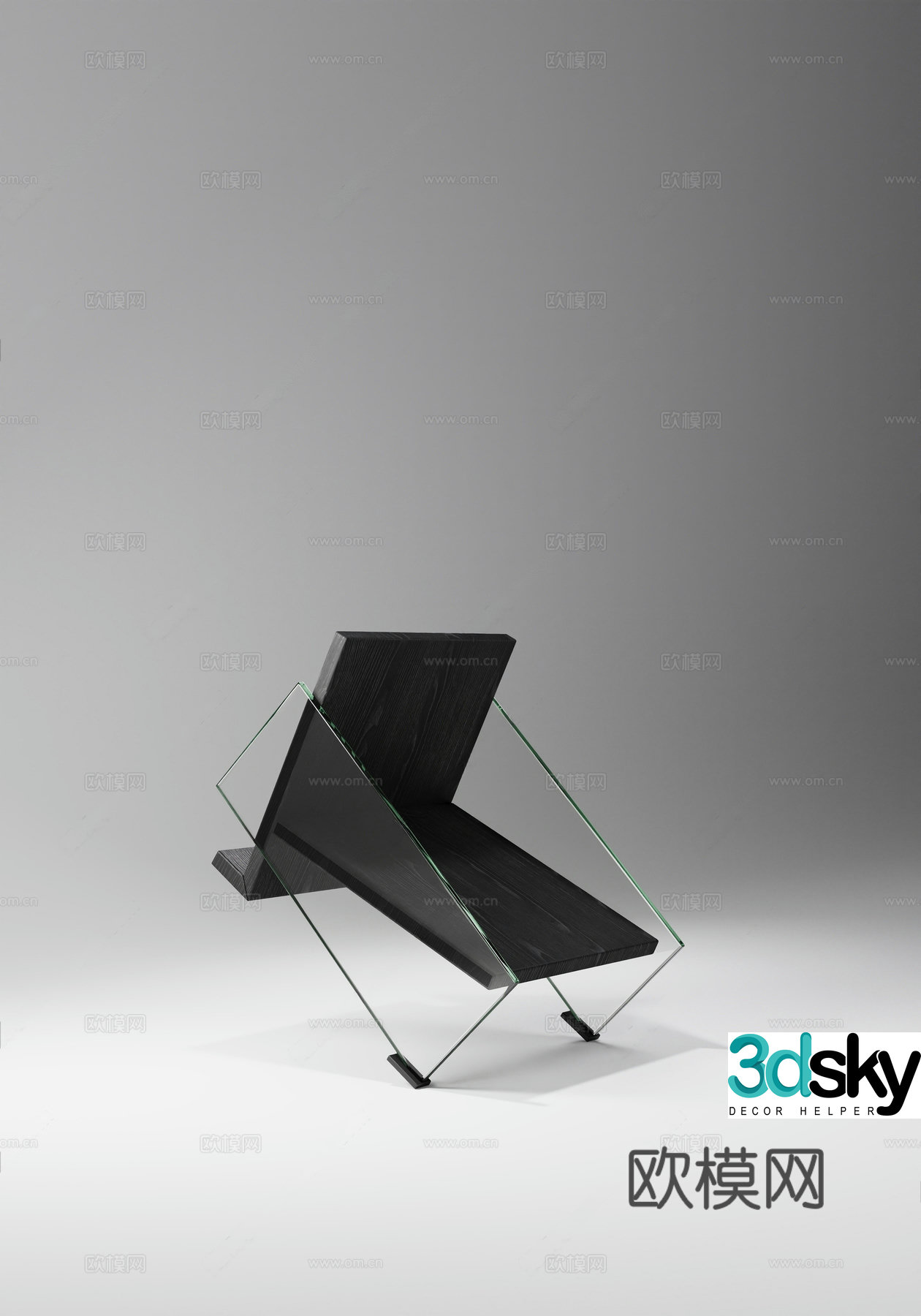 Modern minimalist leisure chair New Chinese simple dining chair Acrylic chair Wooden chair Modern extreme 3D model