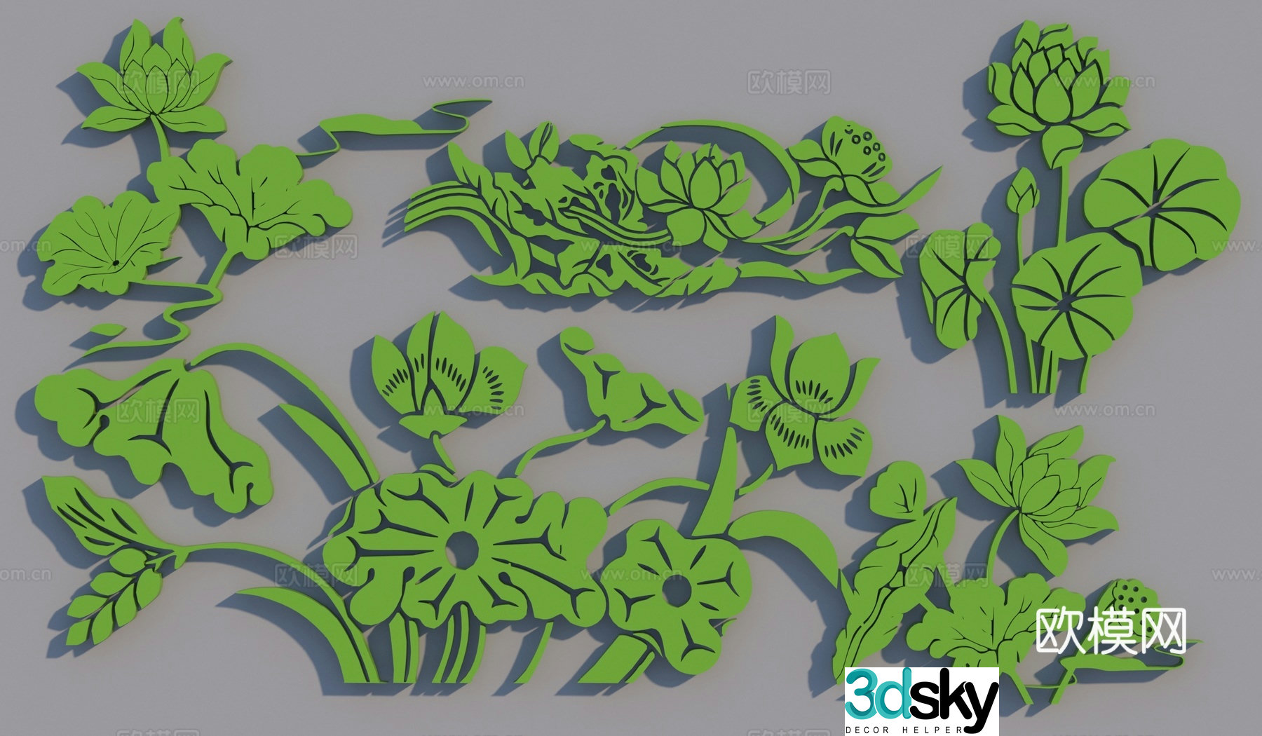 New Chinese-style lotus leaf wall decoration 3D model