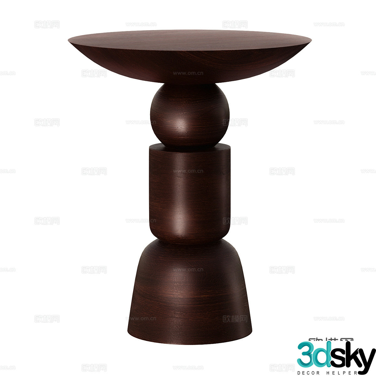 3D model of medieval style solid wood round edge