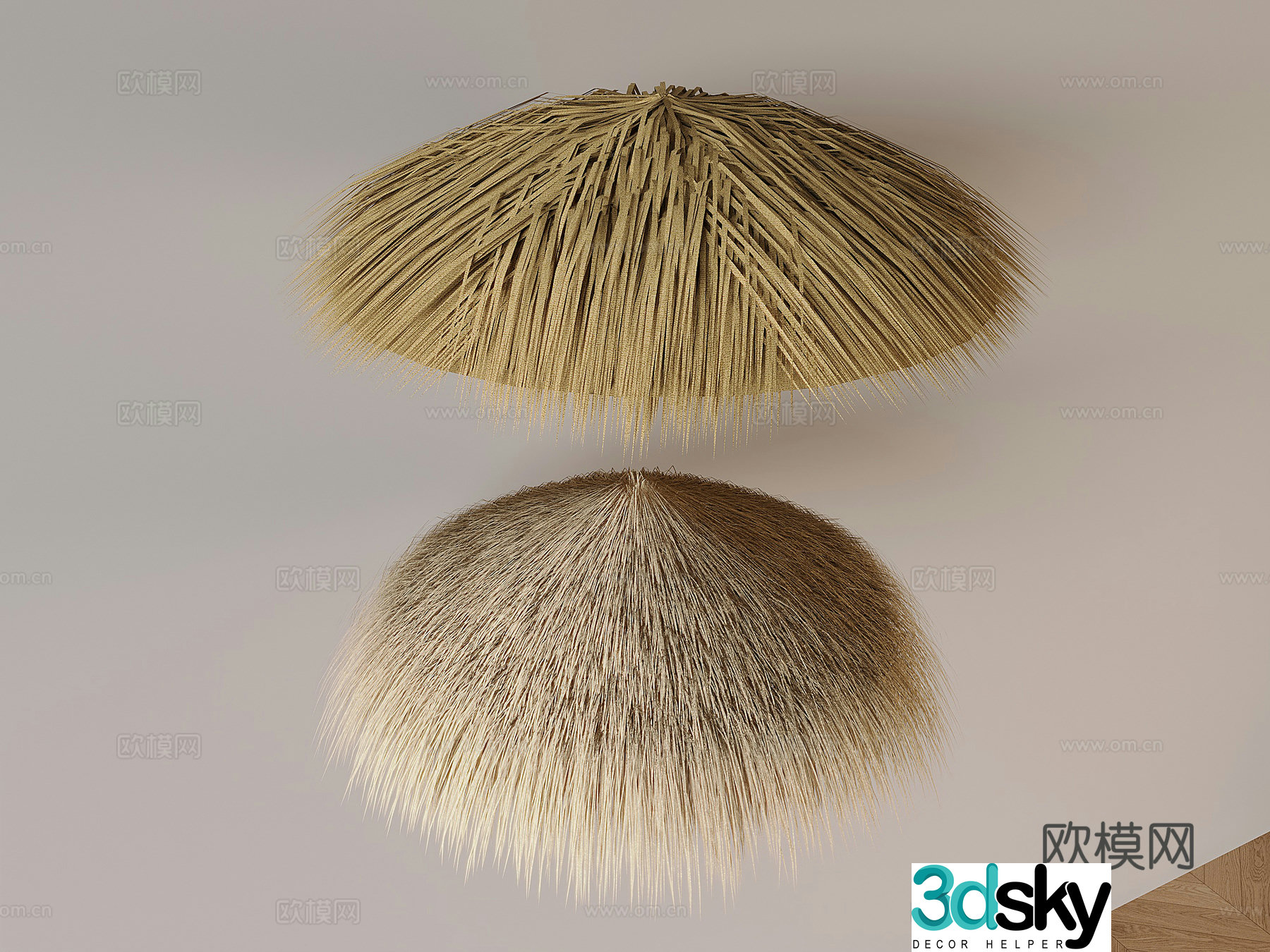 Thatched shed grass bandage thatched roof sunshade Chinese straw eaves 3D model