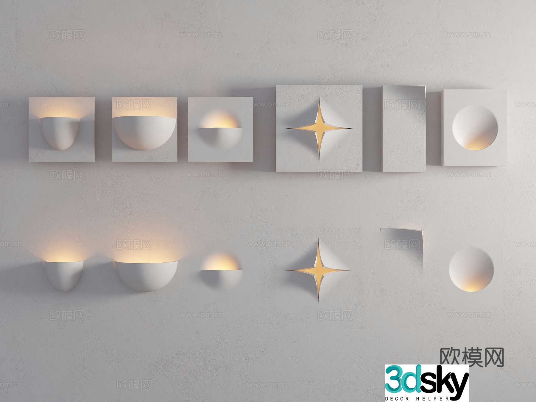 Modern gypsum wall lamp Recessed wall lamp Gypsum lamp Modern decorative lamp Special gypsum lamp Fold 3D model