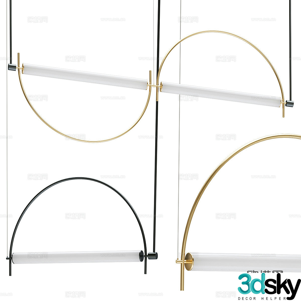 Modern minimalist decorative chandeliers 3d model