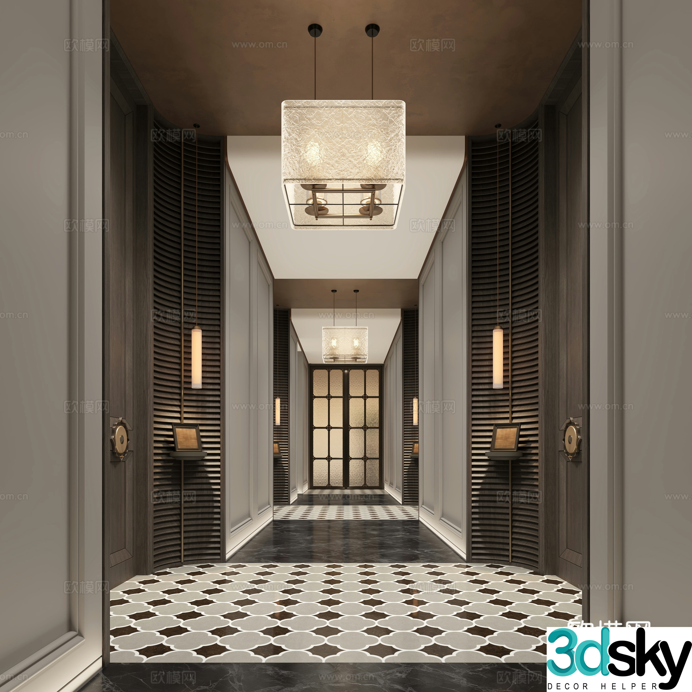 Hotel aisle 3d model
