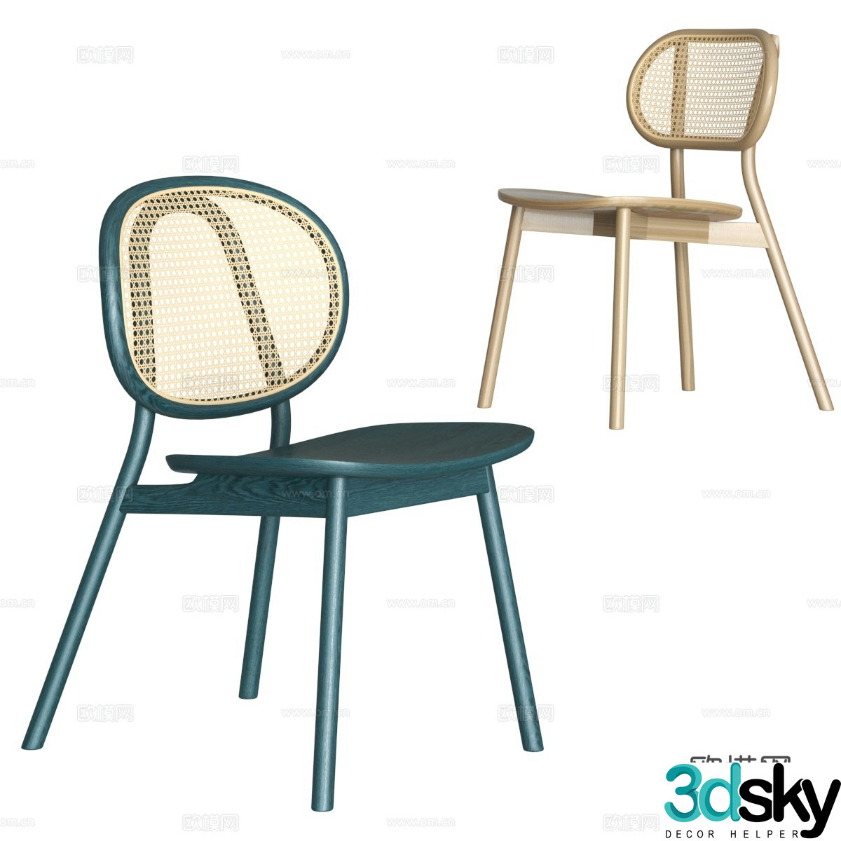 New Chinese style single chair wooden single chair 3D model