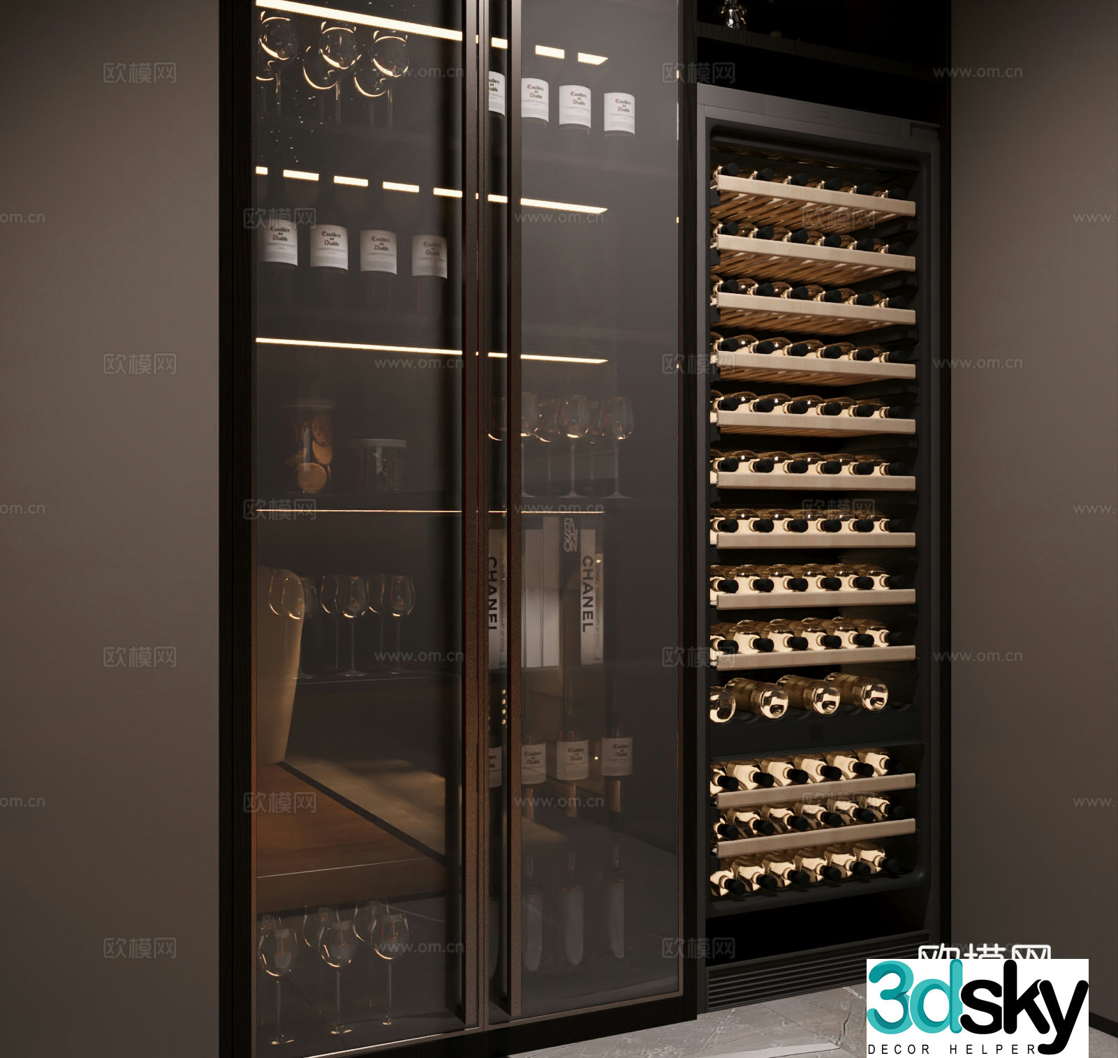 Modern wine cabinet constant temperature wine cabinet finished wine cabinet glass wine cabinet 3D model