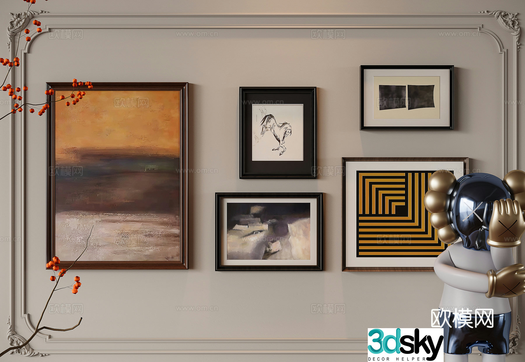 French medieval combination decorative painting 3D model