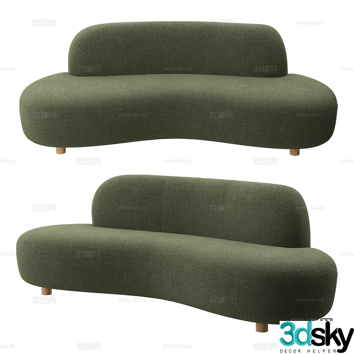 Modern simple double sofa double sofa simple sofa curved sofa living room sofa 3D model