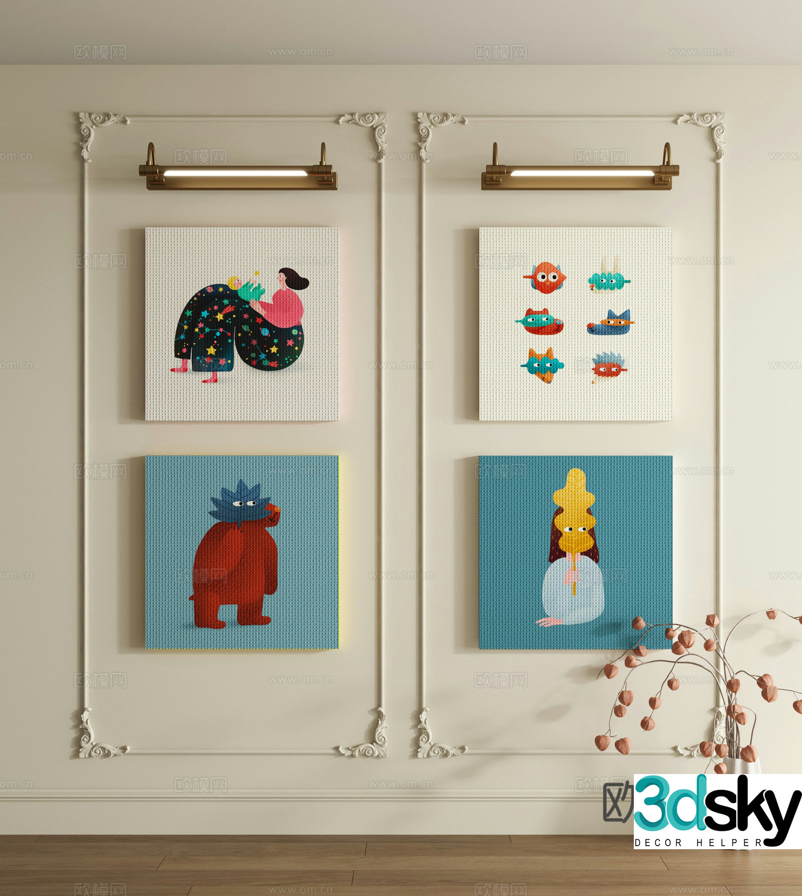 Dopamine decorative painting 3d model