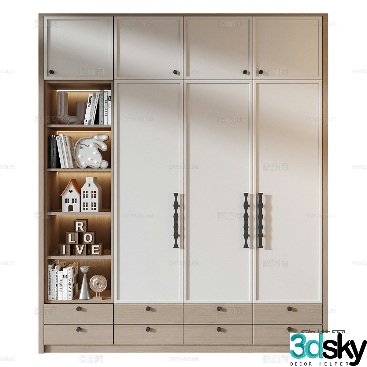 Modern creamy style children’s wardrobe 3d model