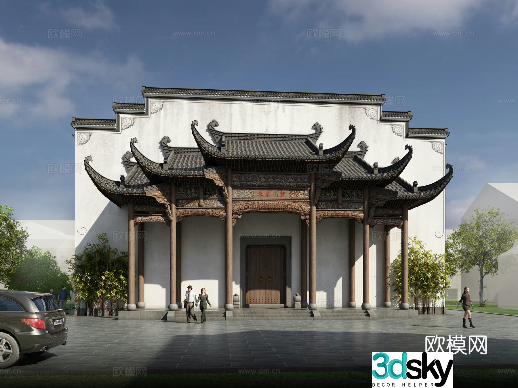 3D model of Chinese Hui style residential gate tower