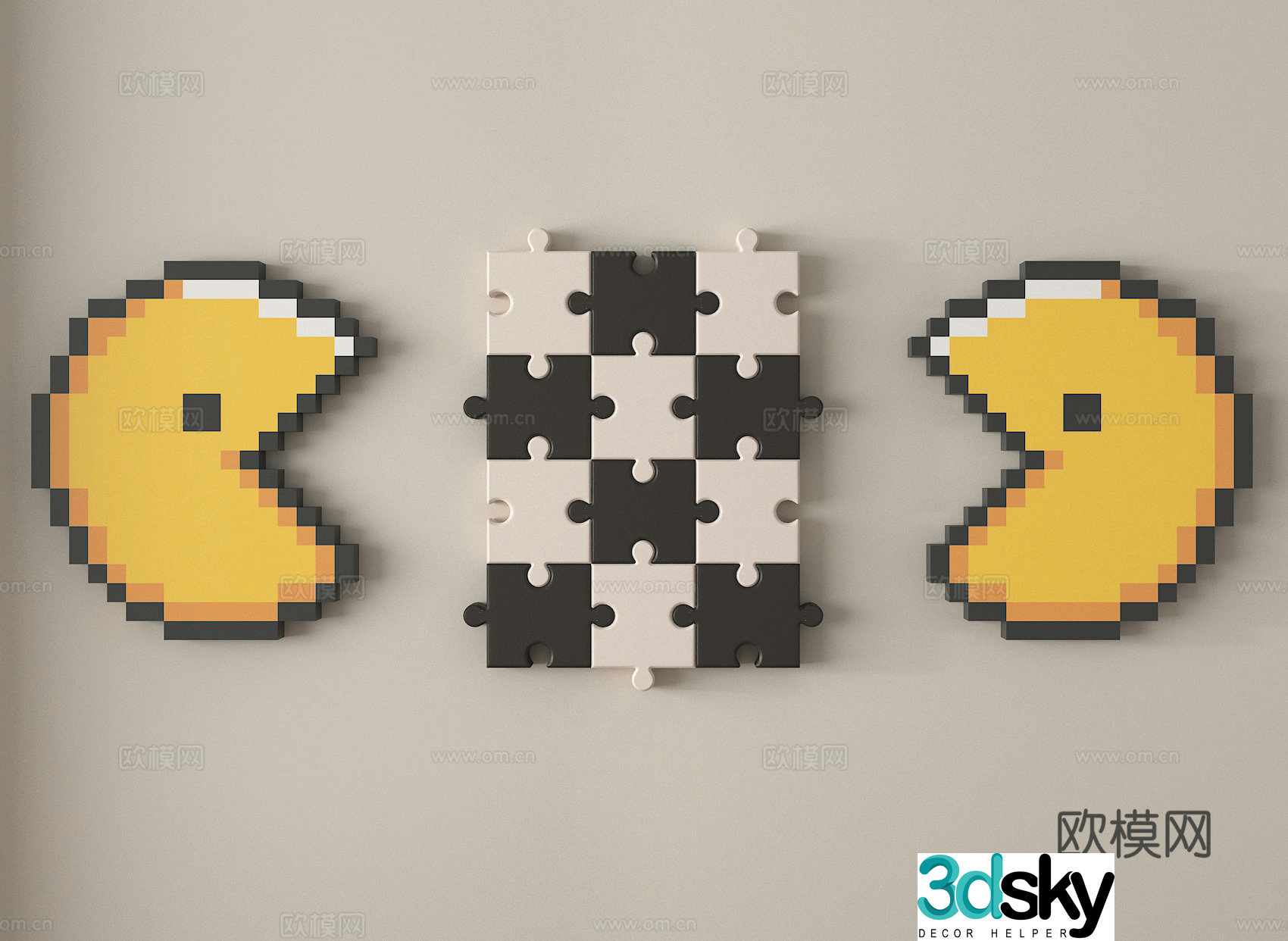 Wall decoration pendant three-dimensional painting building block painting 3d model