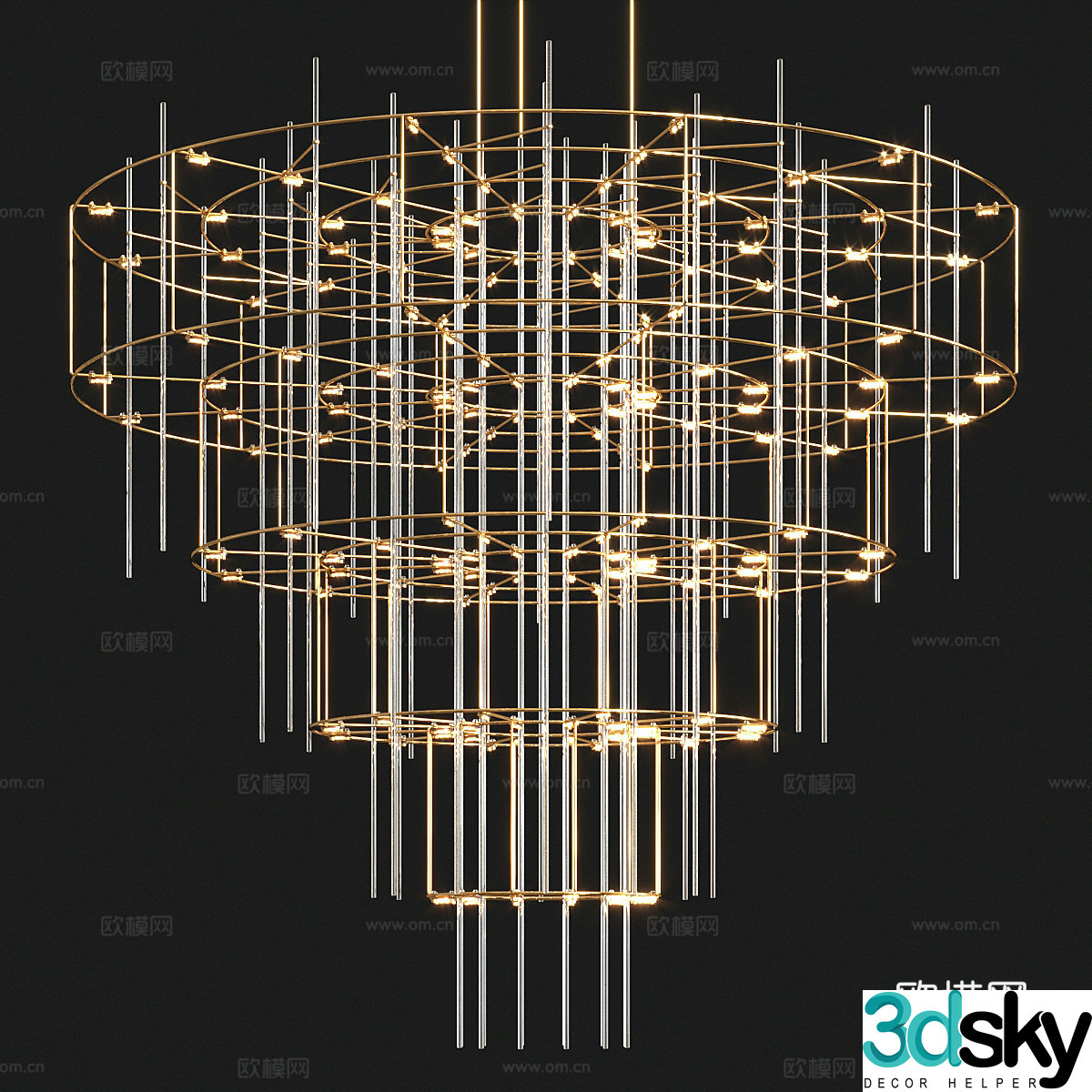 Modern light luxury minimalist Quasar decorative chandelier 3d model