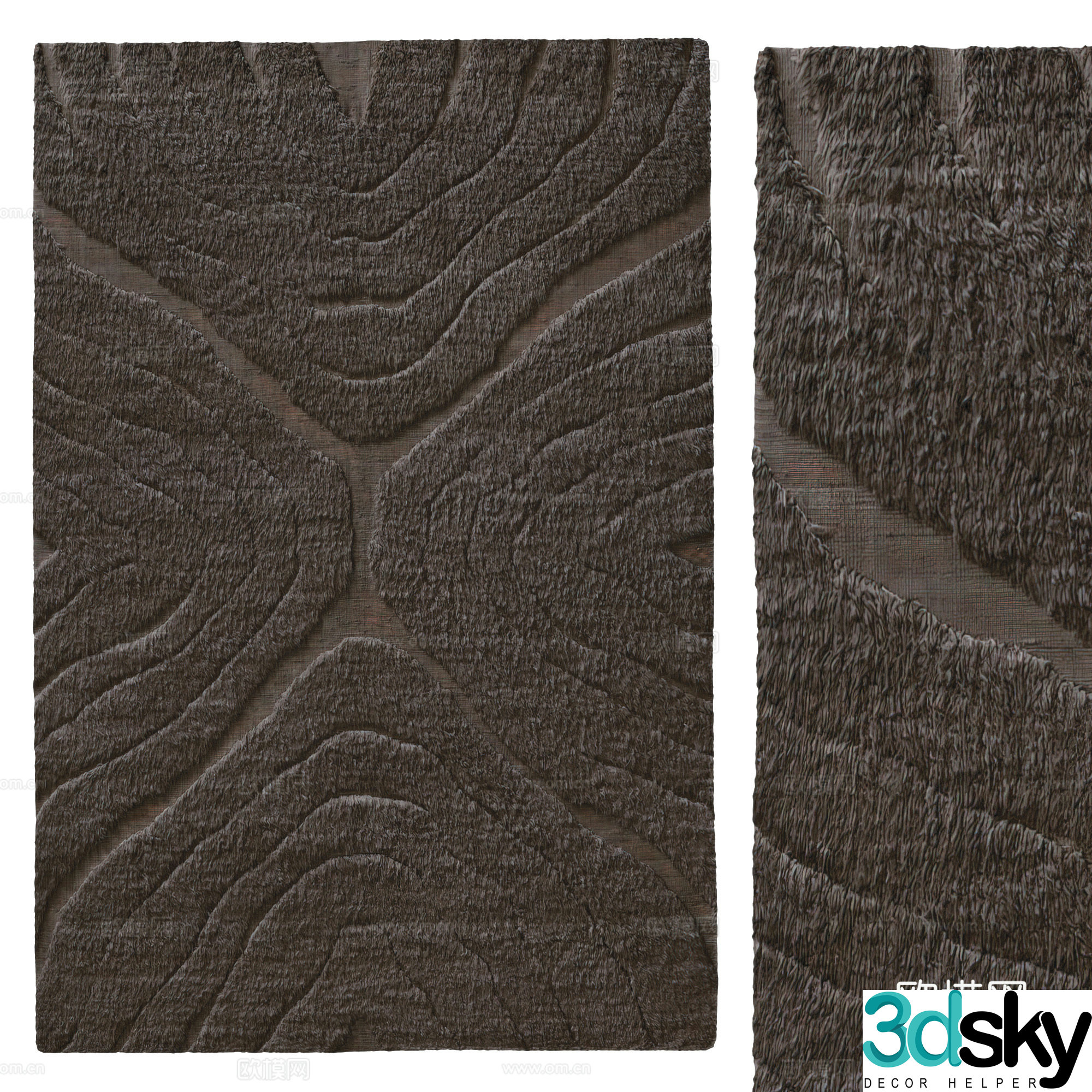Modern Dark TARRAS Wool Carpet 3D Model