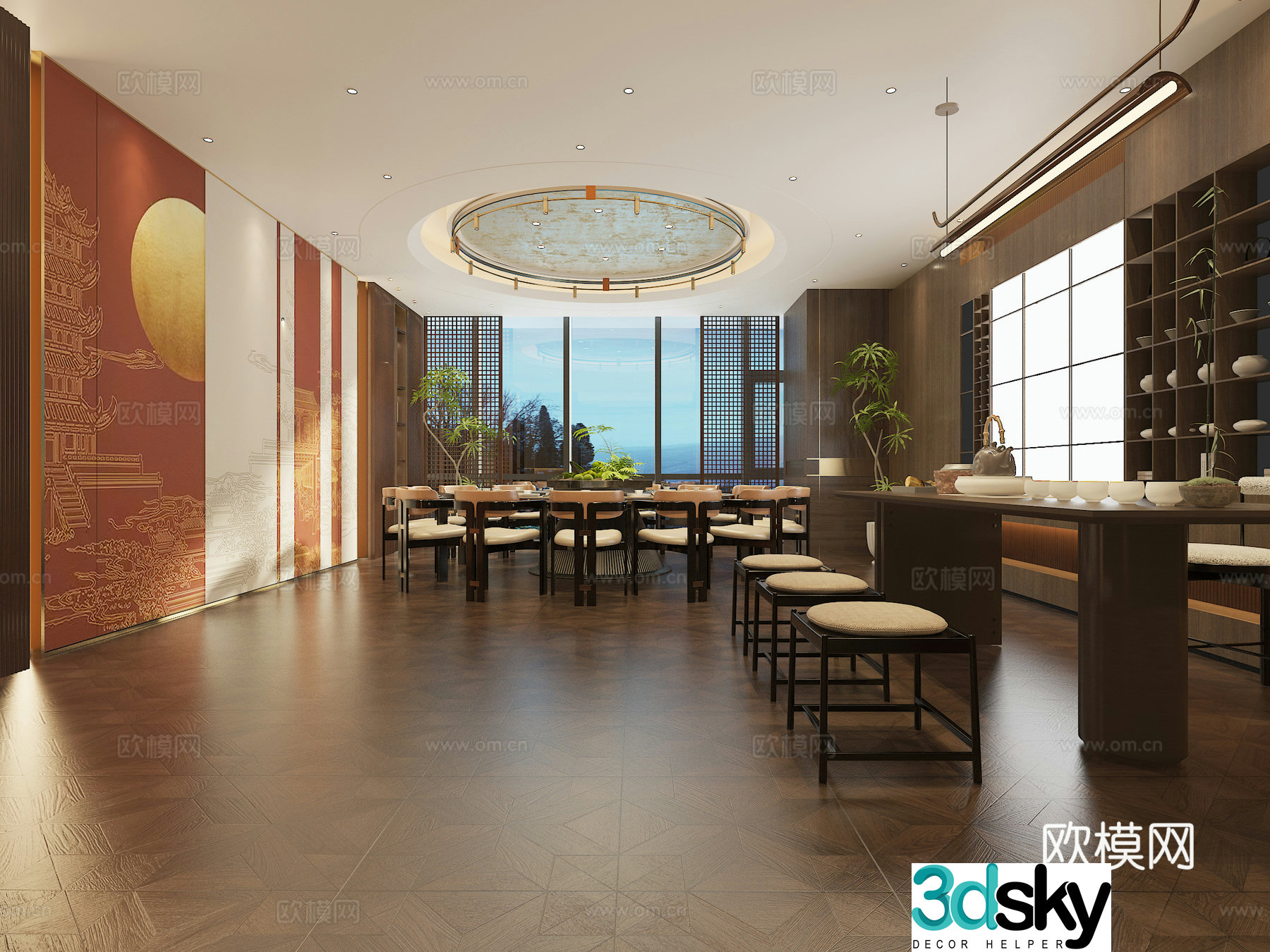 New Chinese style luxury private room 3D model