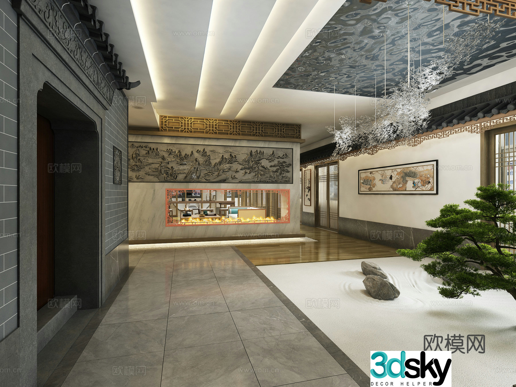 New Chinese style reception hall 3D model