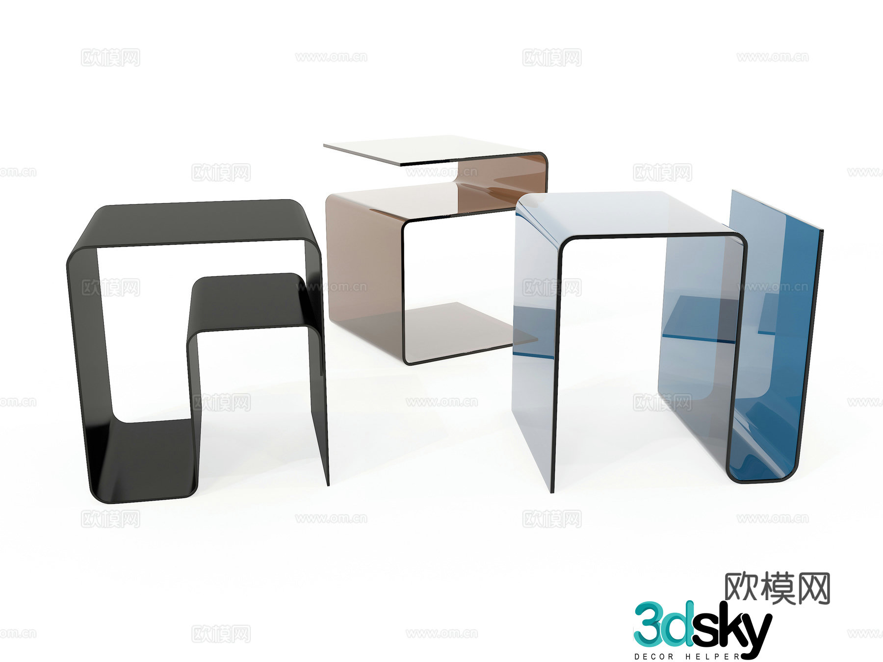 Modern acrylic stool square stool 3d model