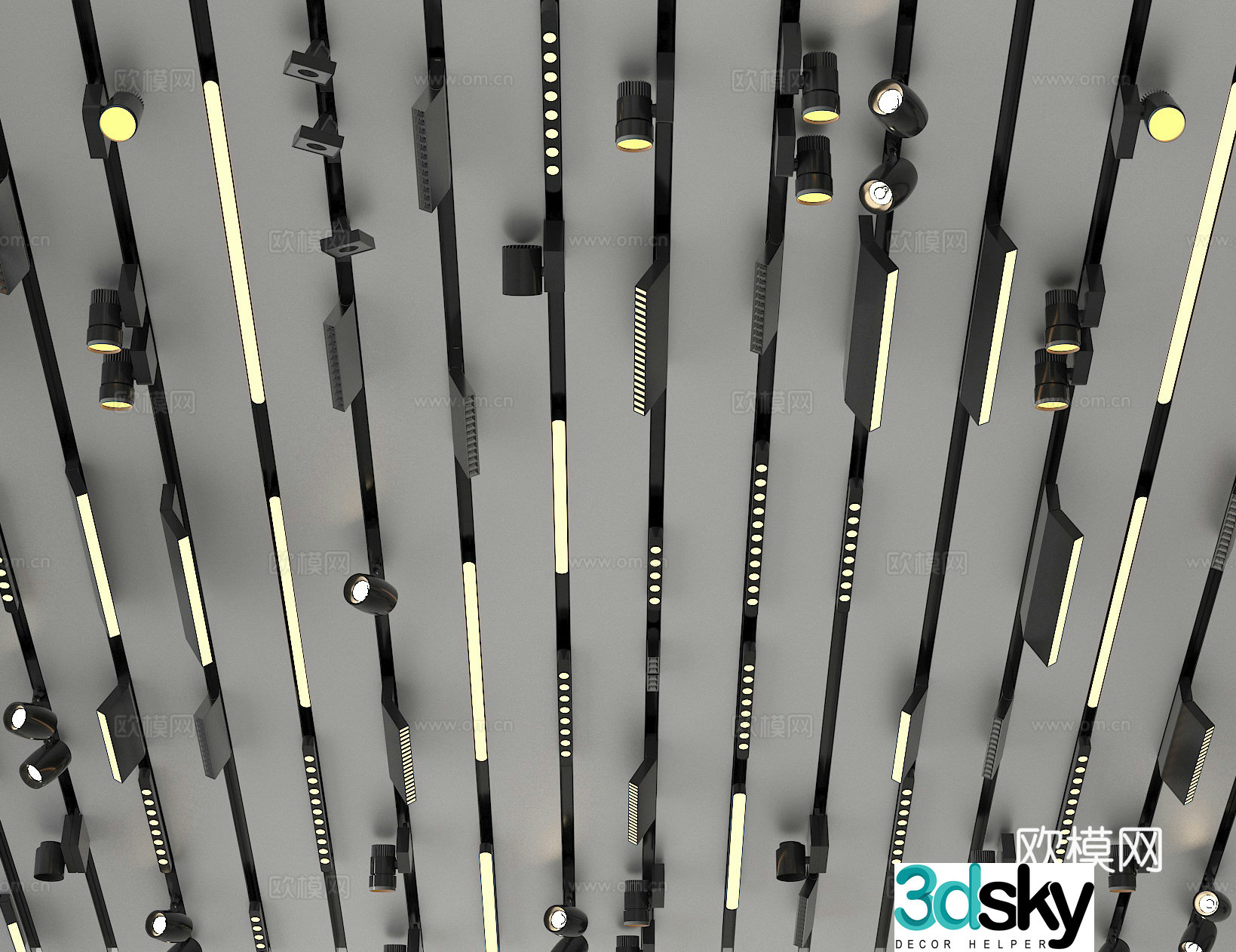 Magnetic lamp track spotlight 3D model