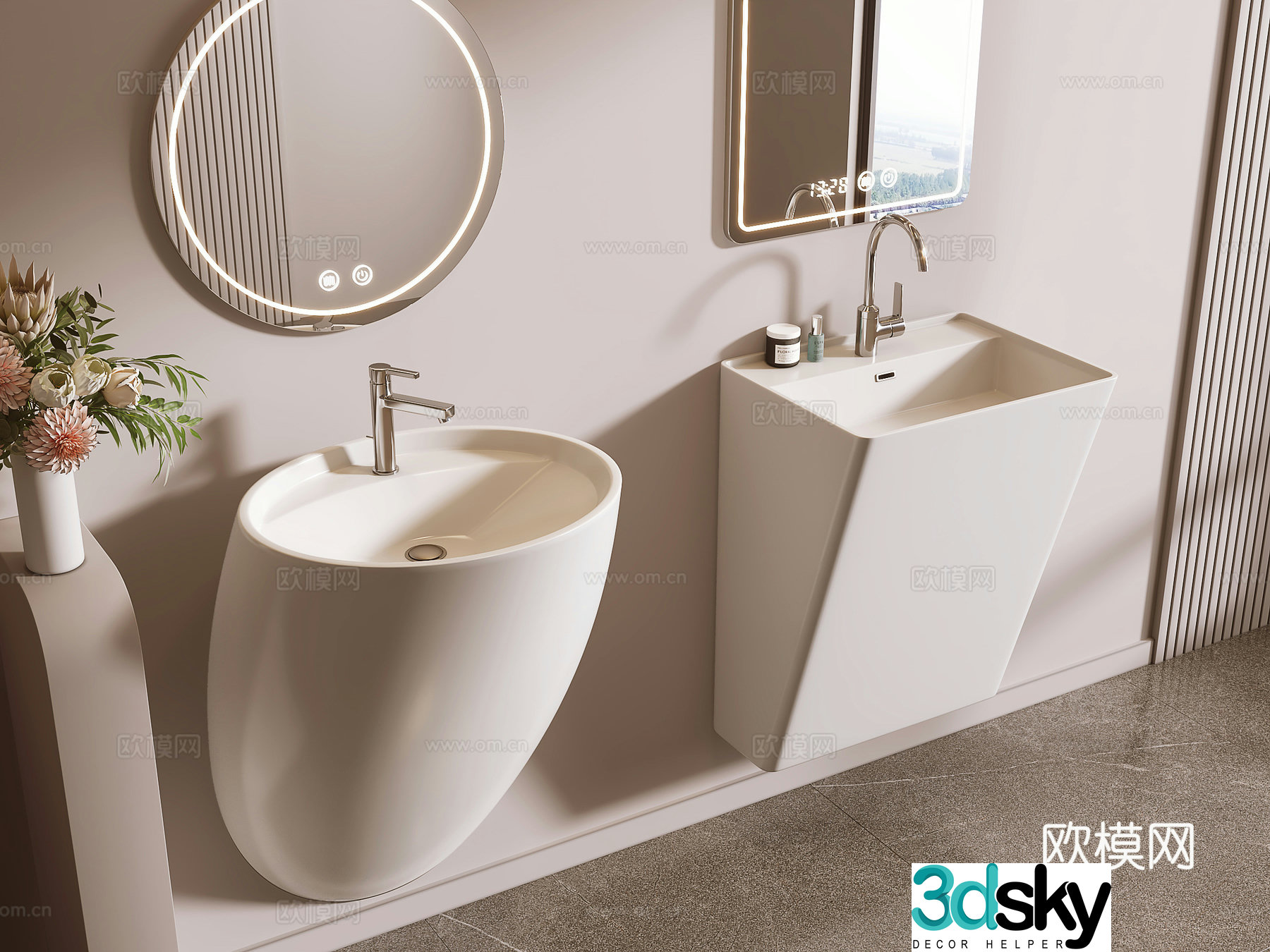 Modern wall-mounted wash basin 3D model