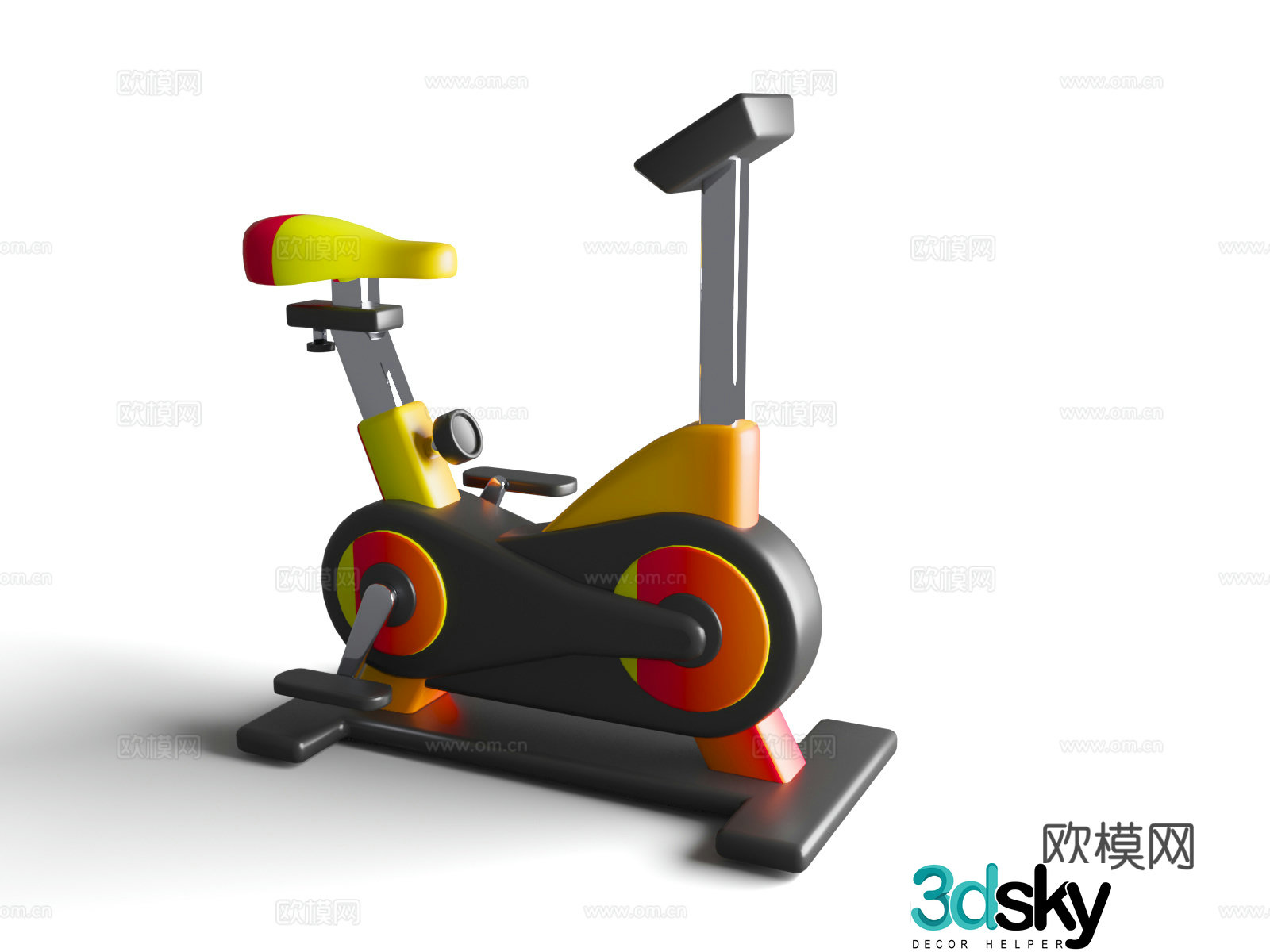 Cartoon style sports bicycle sports fitness Q version sports sports dynamic bicycle 3d model