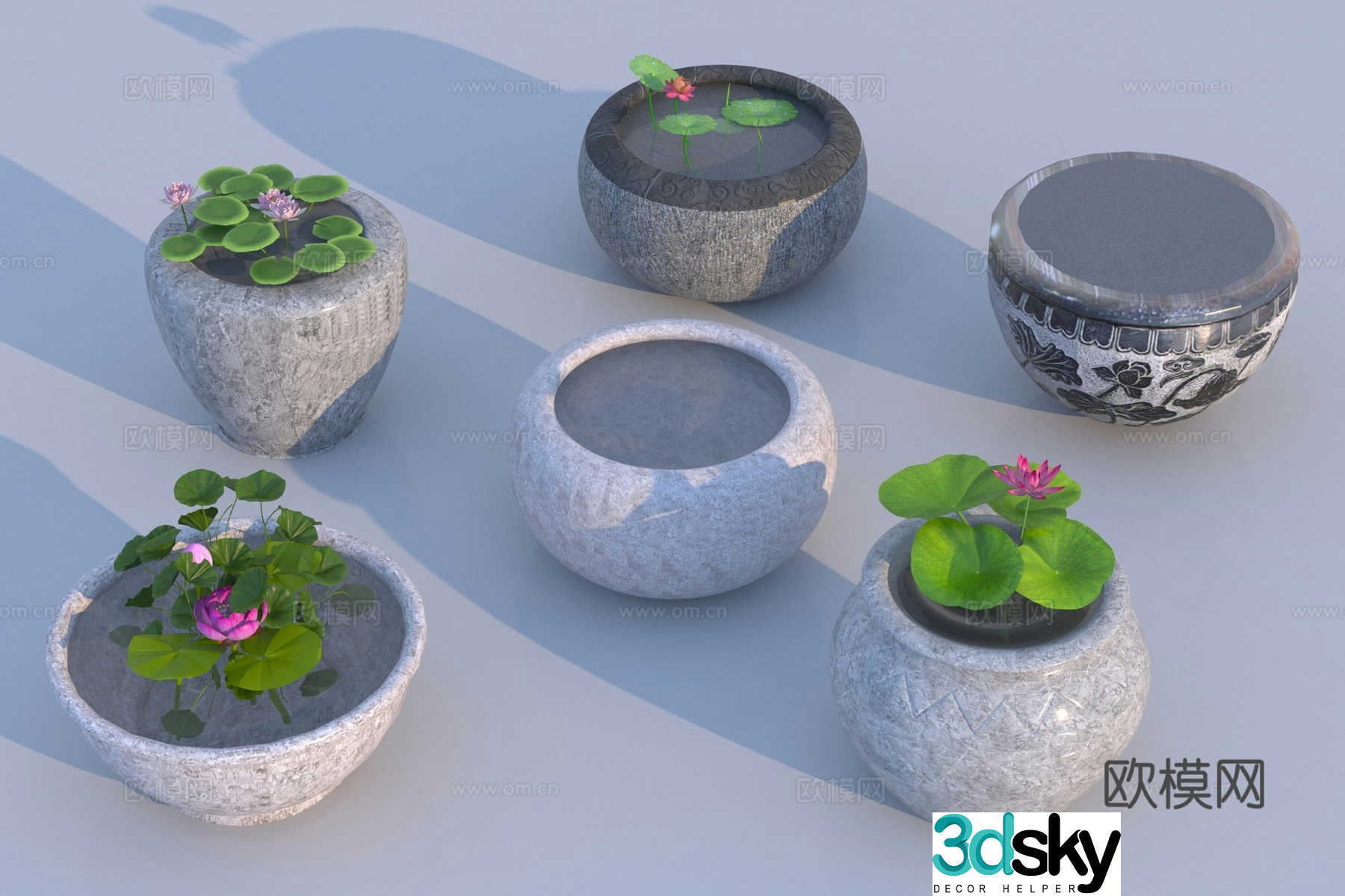 Modern water tank stone trough manger water bowl 3D model