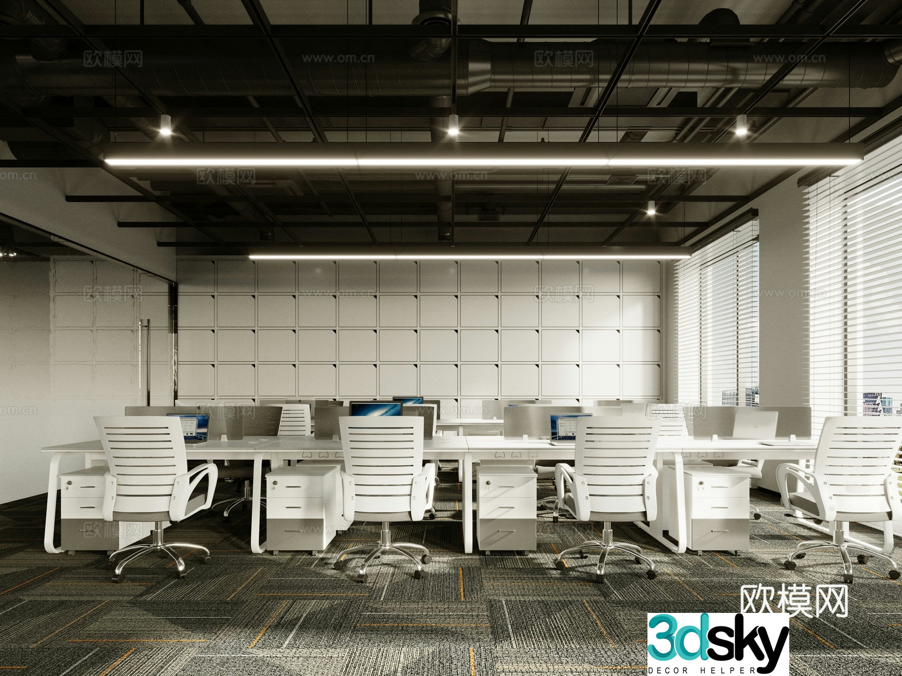 Modern open office area 3D model