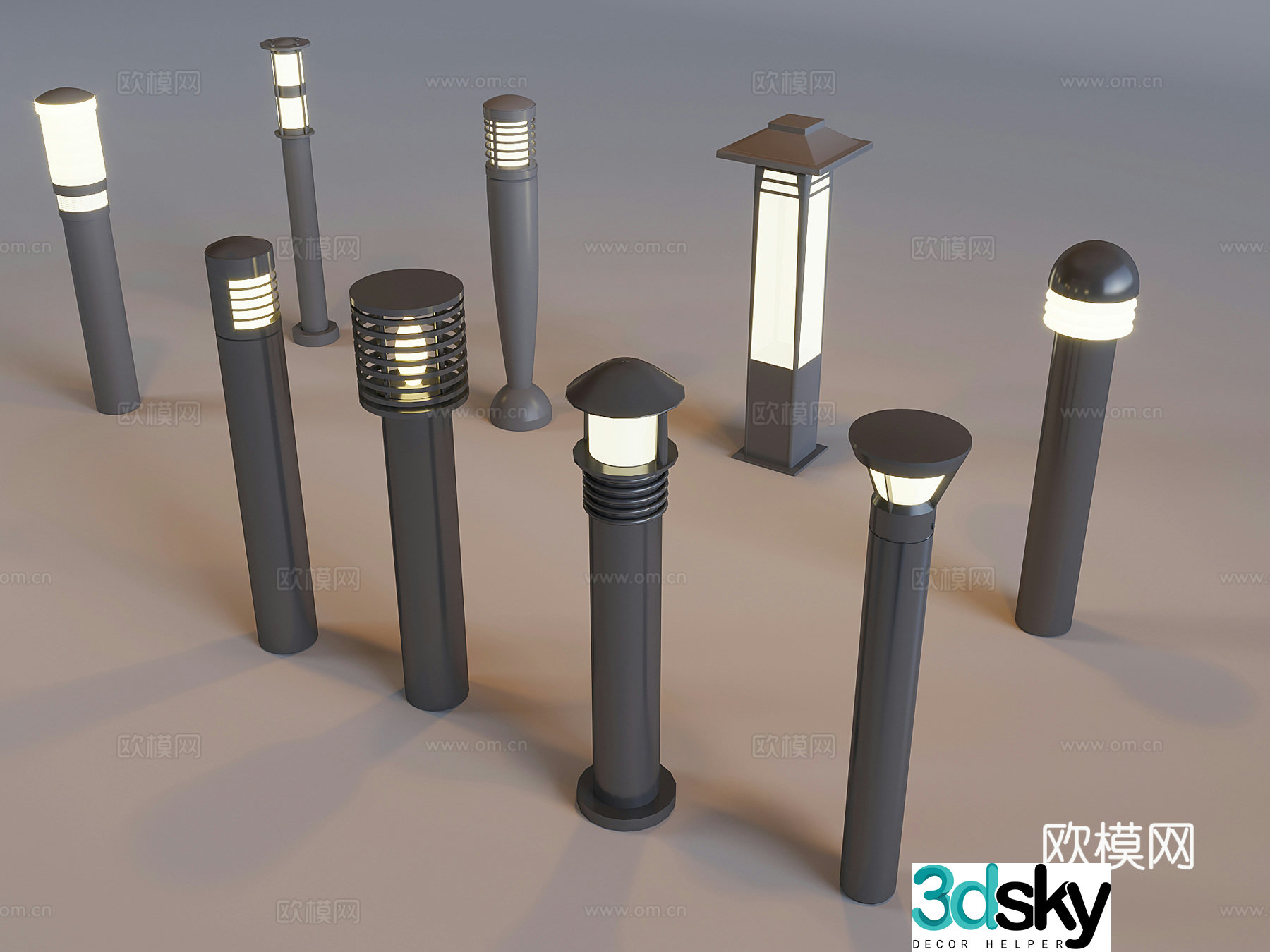 Outdoor courtyard landscape lights New Chinese style lawn lights Grass lamp lamp post 3d model