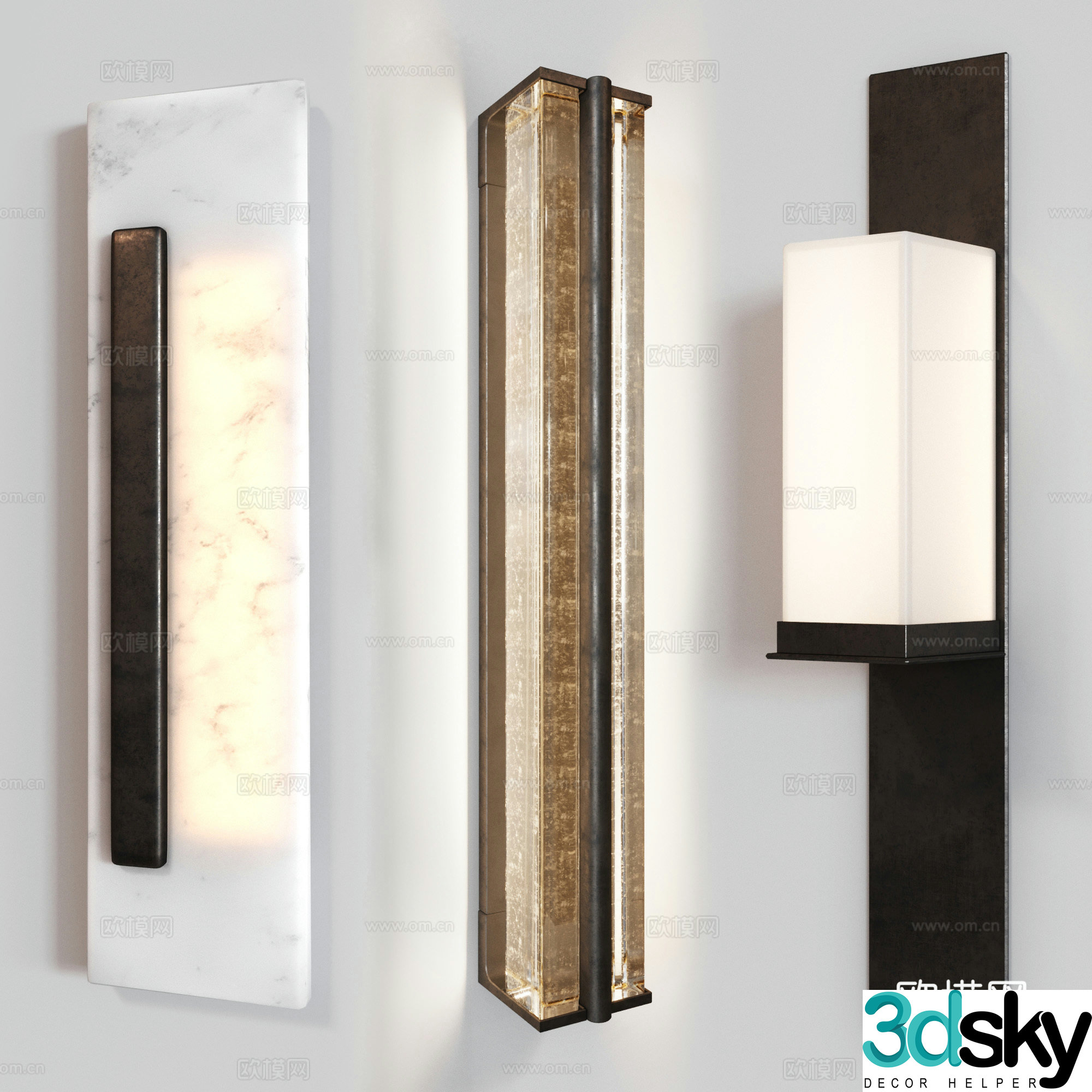 New Chinese style light luxury decorative wall light 3D model