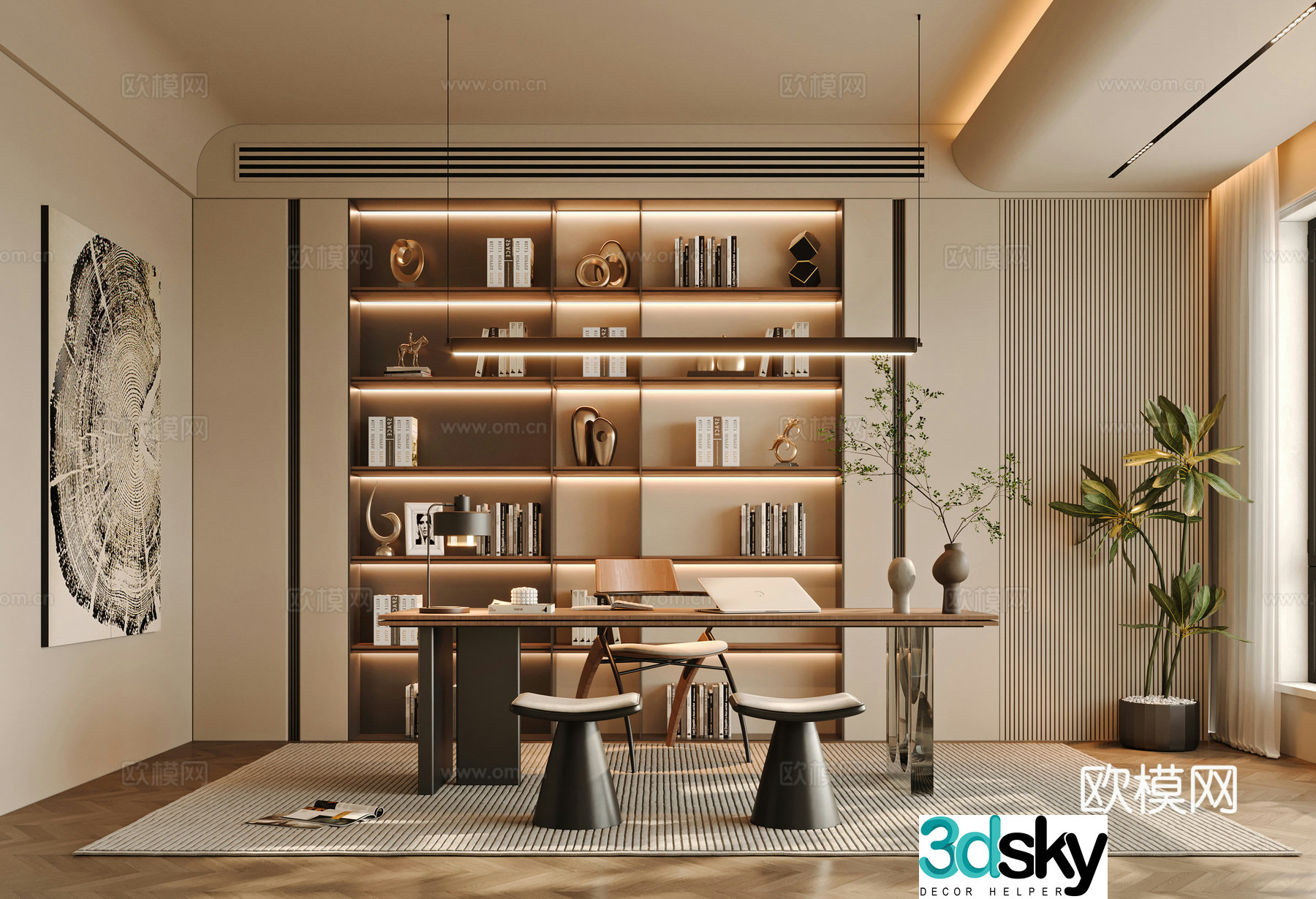 Modern study 3d model
