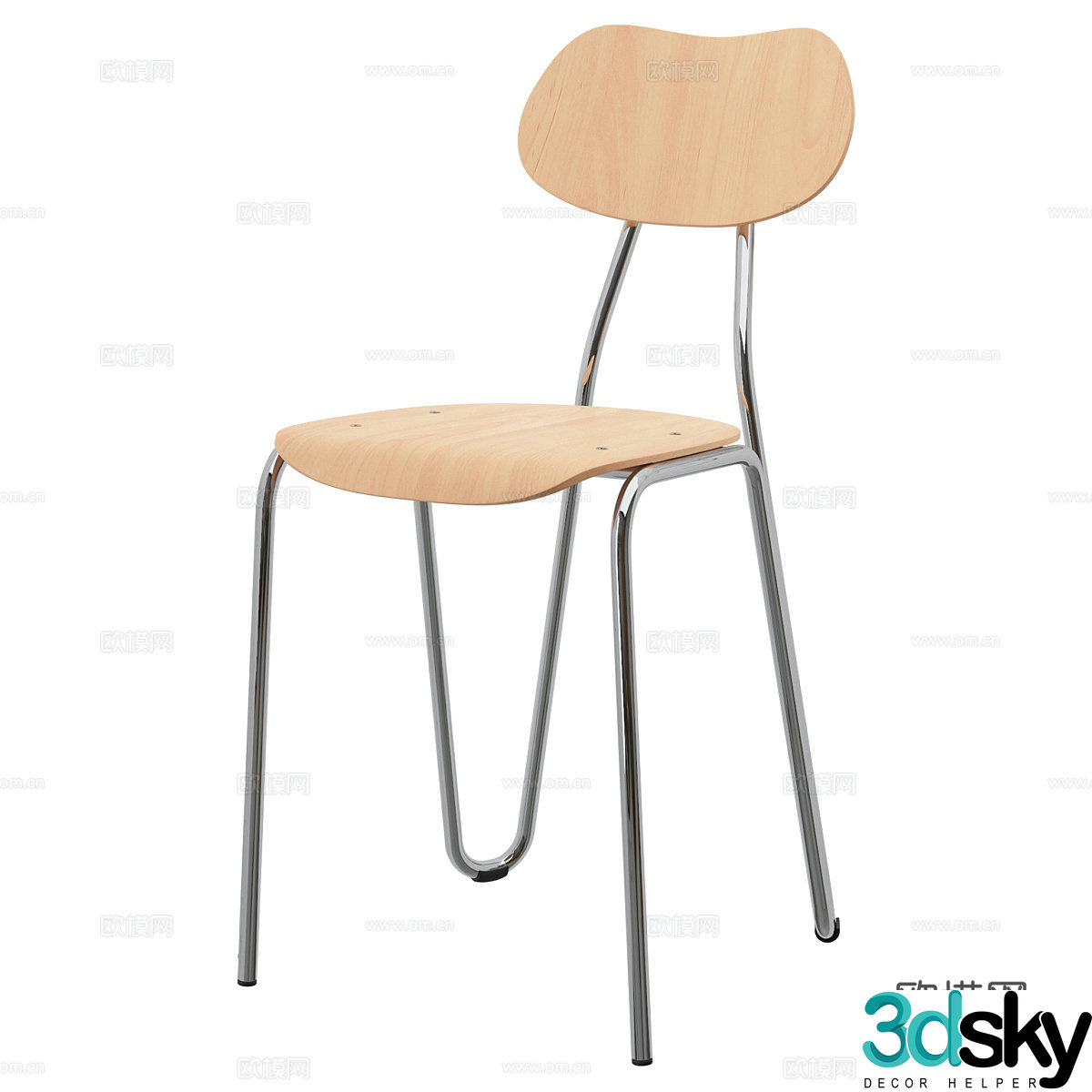 Nordic simple single chair chair simple chair living room chair stool 3d model