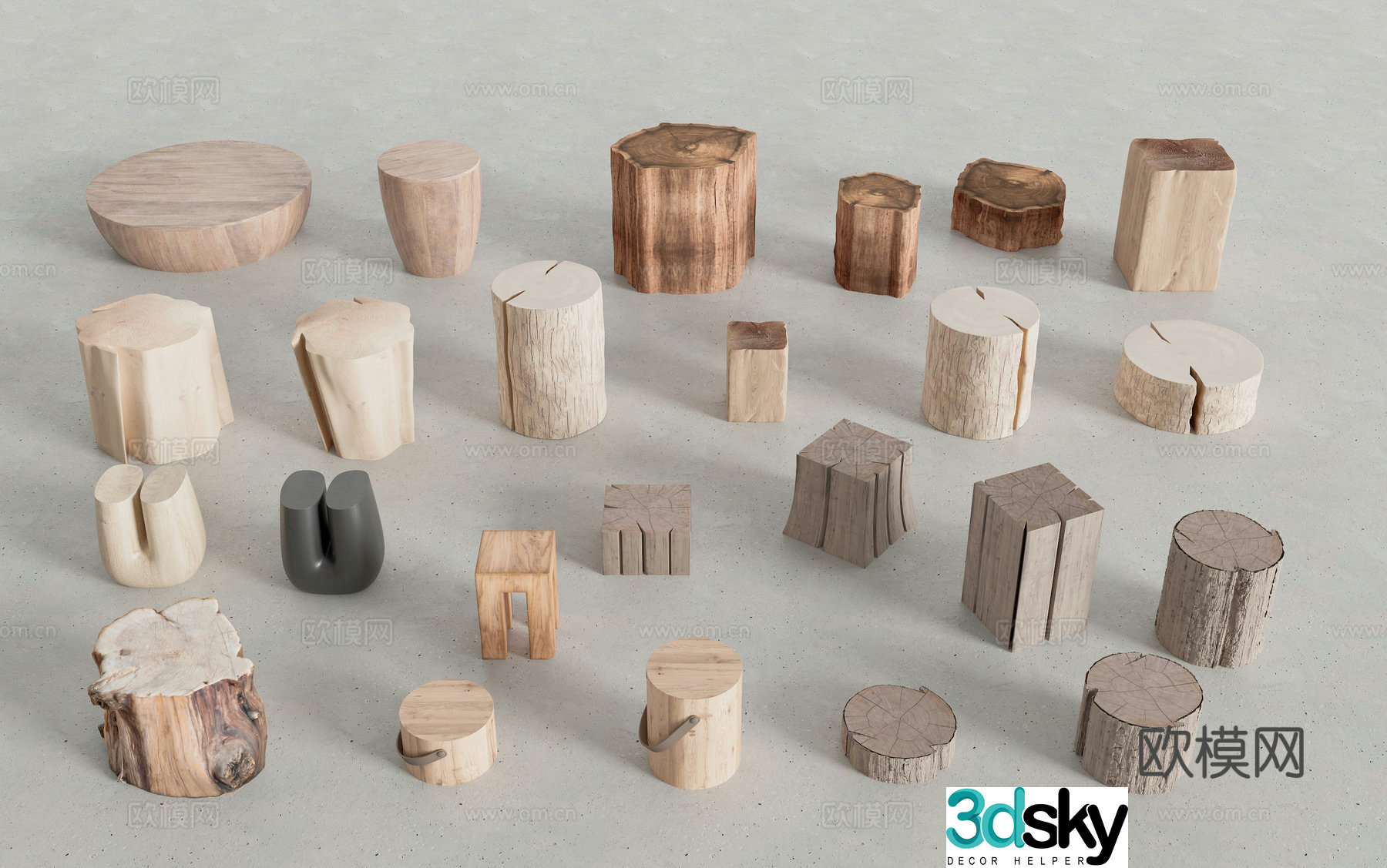 Wood Wooden Pile Wooden Stool Small Stool 3D Model