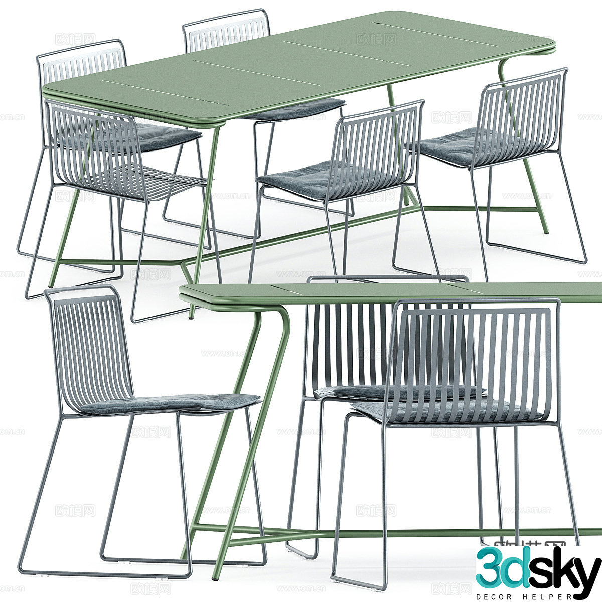 Modern Italian minimalist outdoor leisure table and chair 3D model