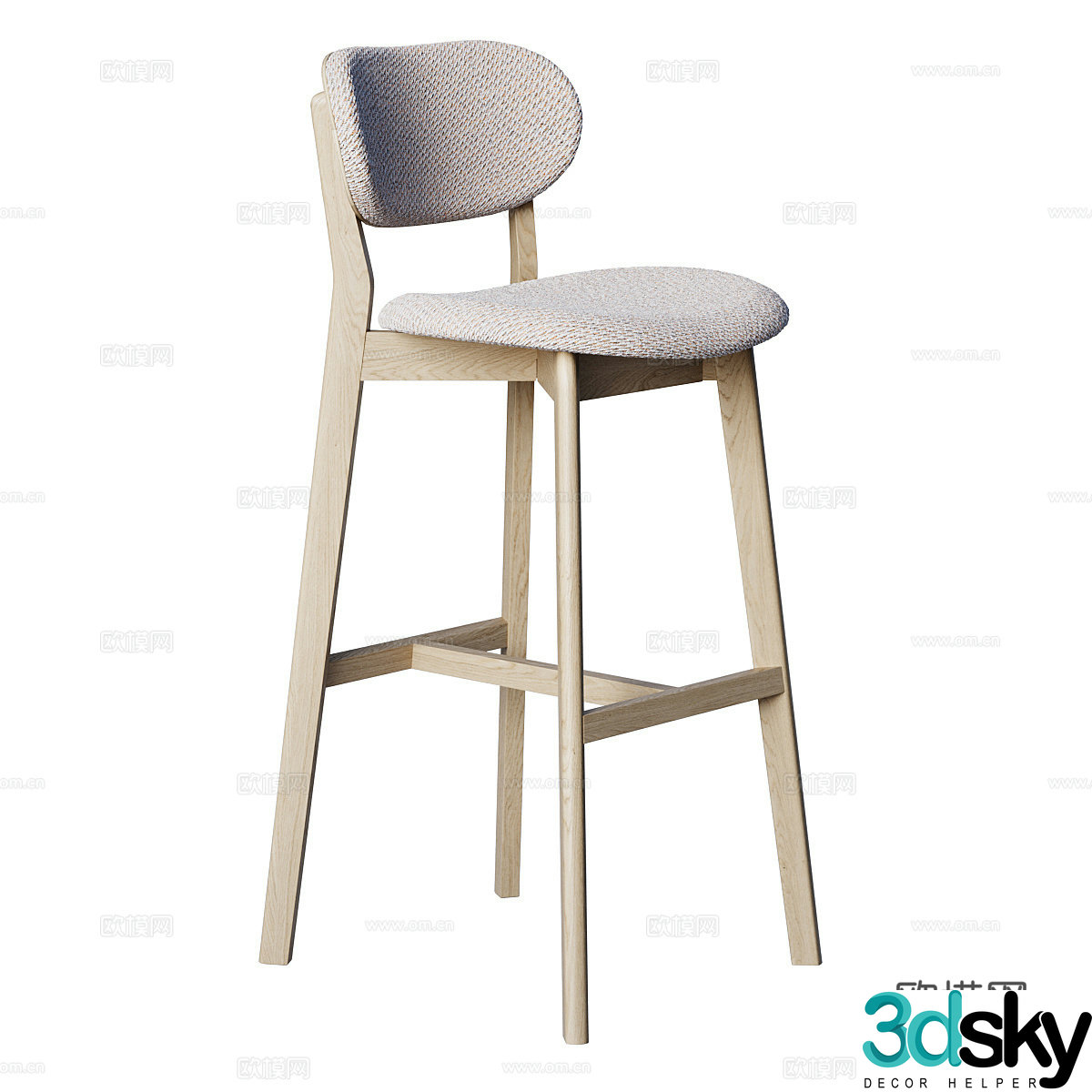 New Chinese style bar chair 3D model