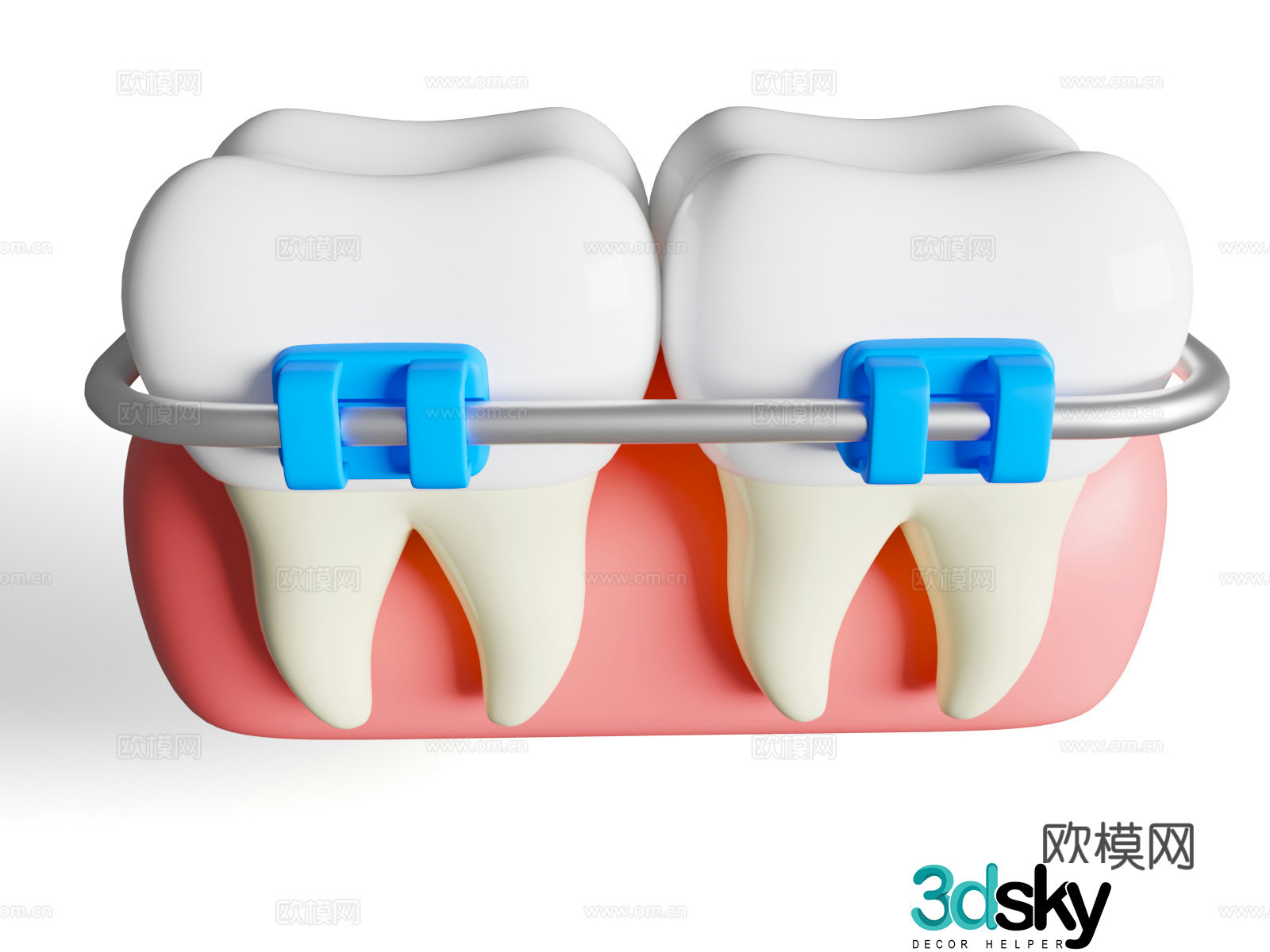 Orthodontics cartoon teeth dental care medical theme 3d model