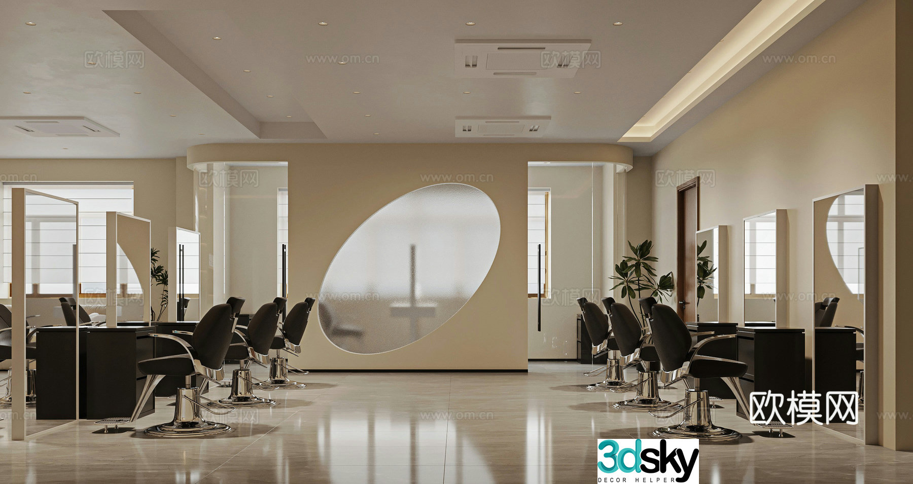 Beauty and hair salon haircut area 3d model