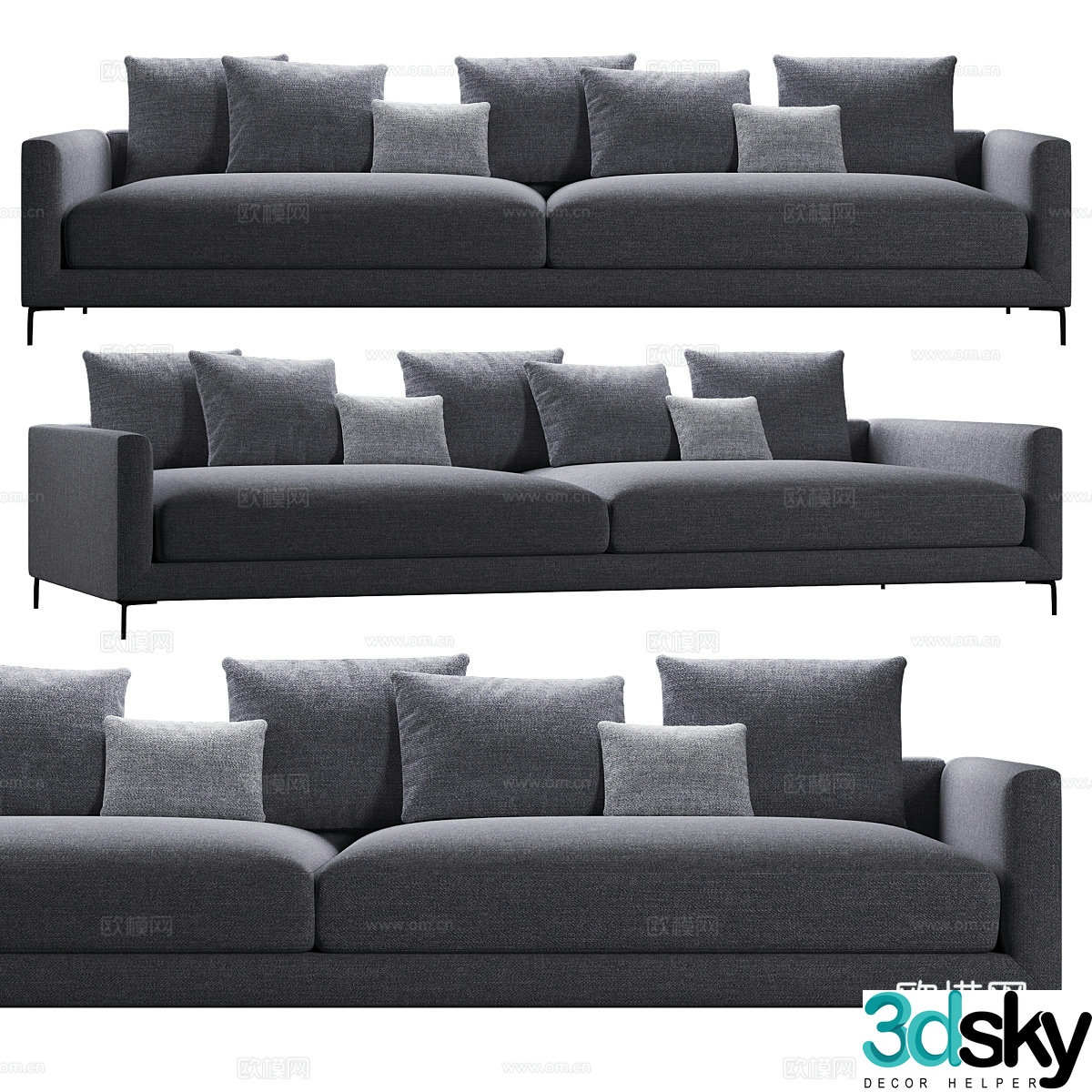 Modern minimalist fabric sofa 3d model