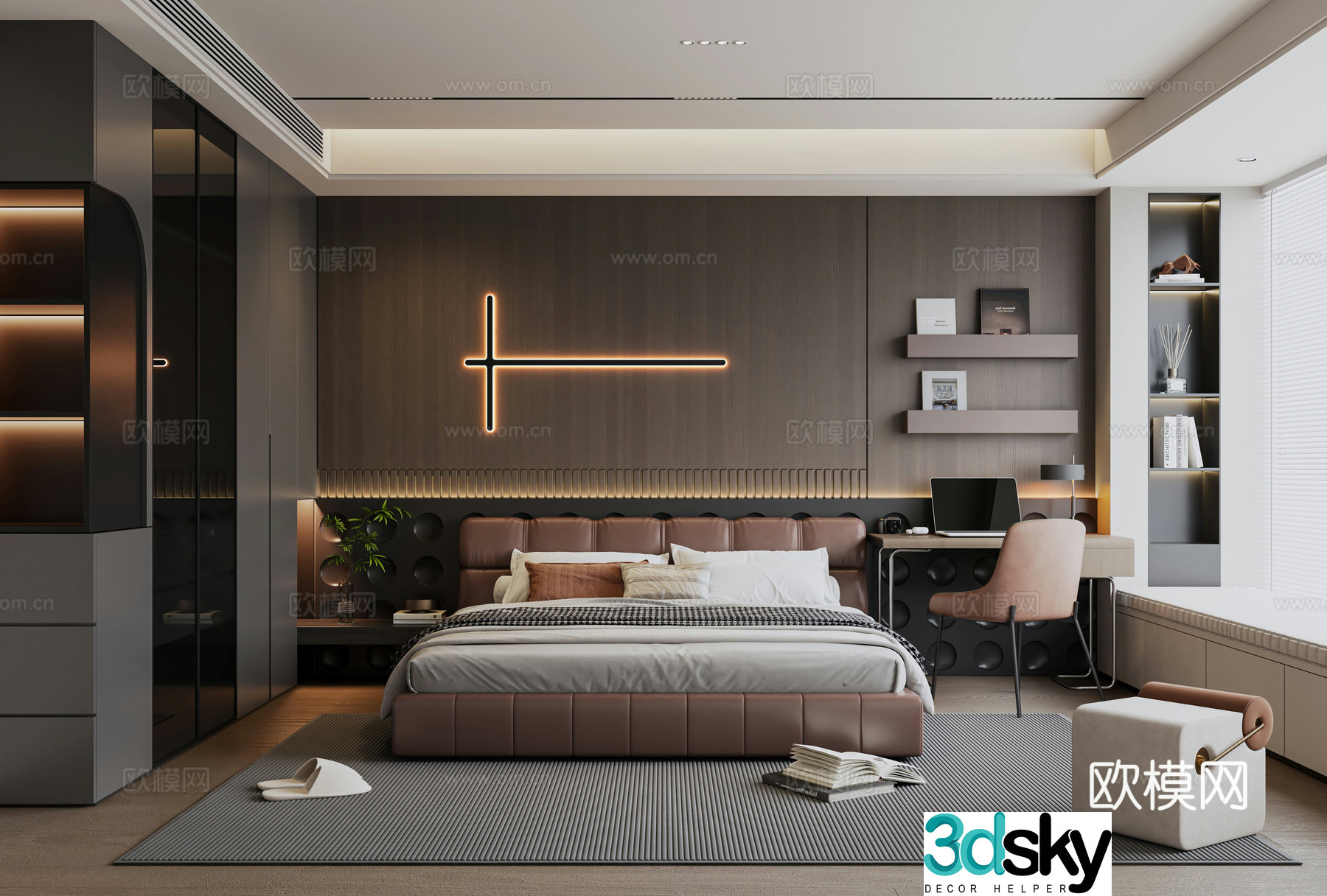 Modern Italian style bedroom 3d model