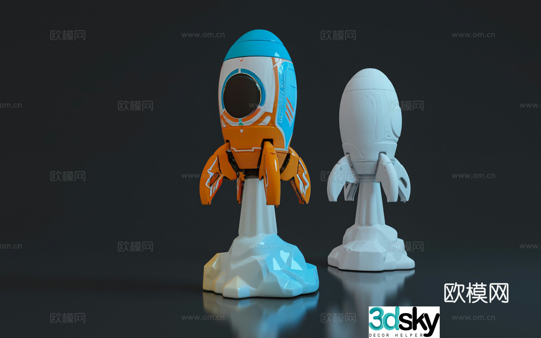 Rocket Spacecraft Aircraft Figure Ornaments Sculpture Cartoon Game Props 3D Model