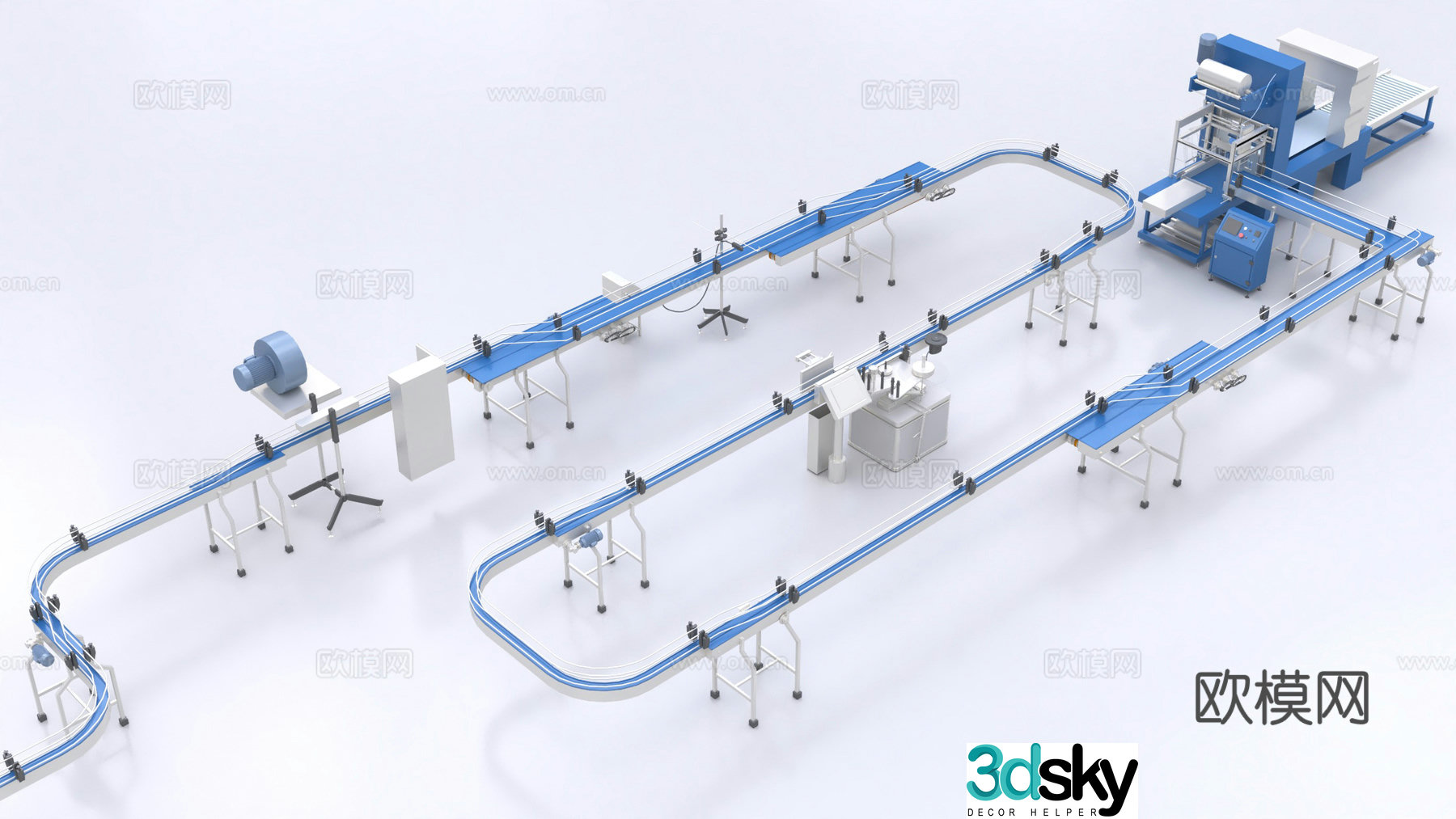Industrial equipment bottle line conveyor belt filling machine logistics machine conveyor assembly line packaging machine 3D model