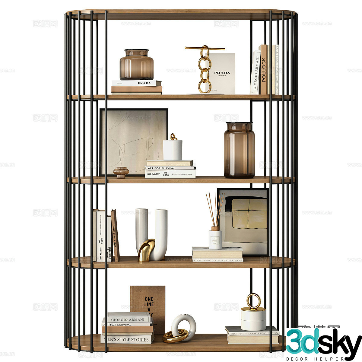 Modern decorative shelf bookshelf display shelf 3d model