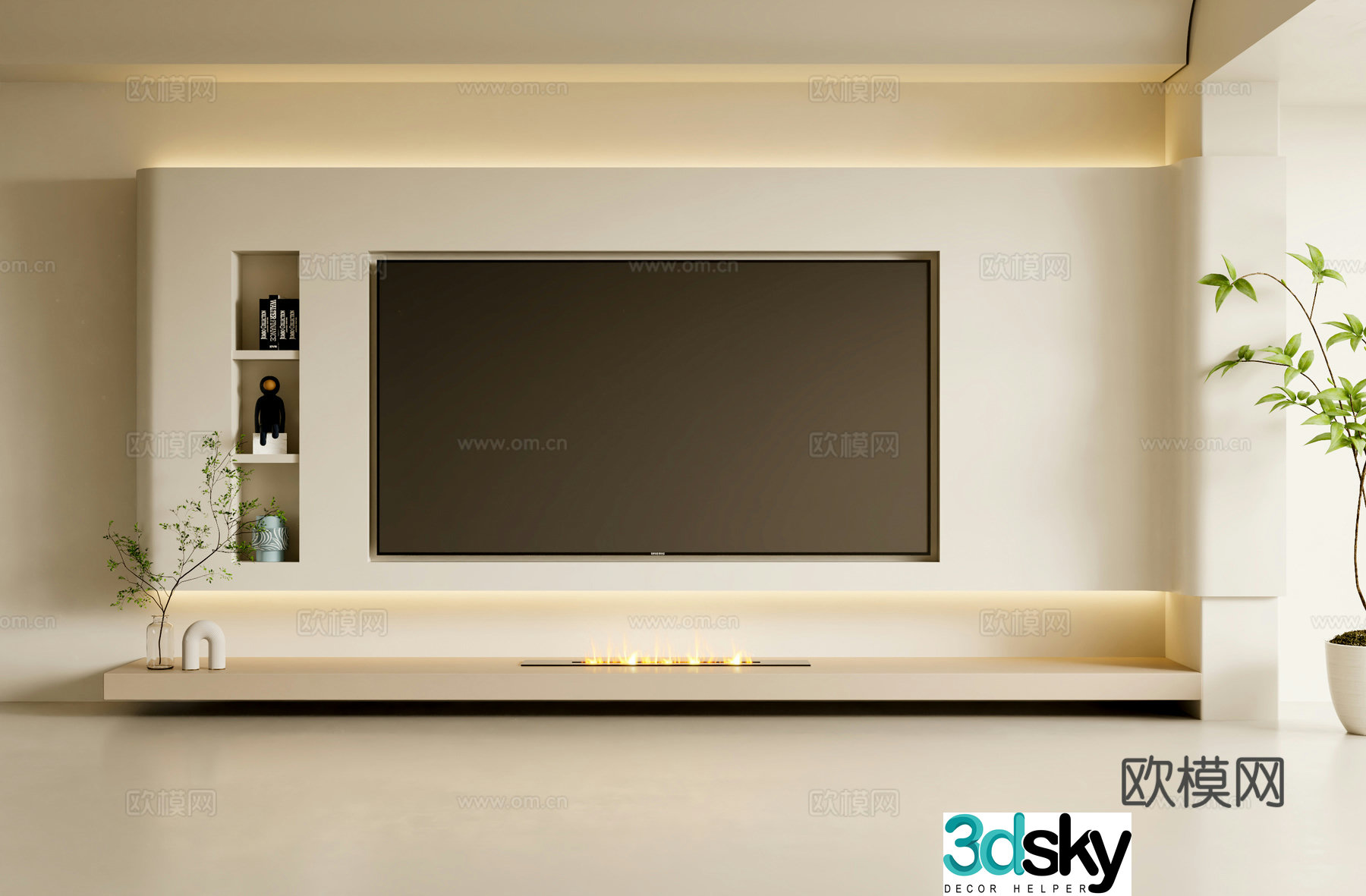 Living room background wall 3d model